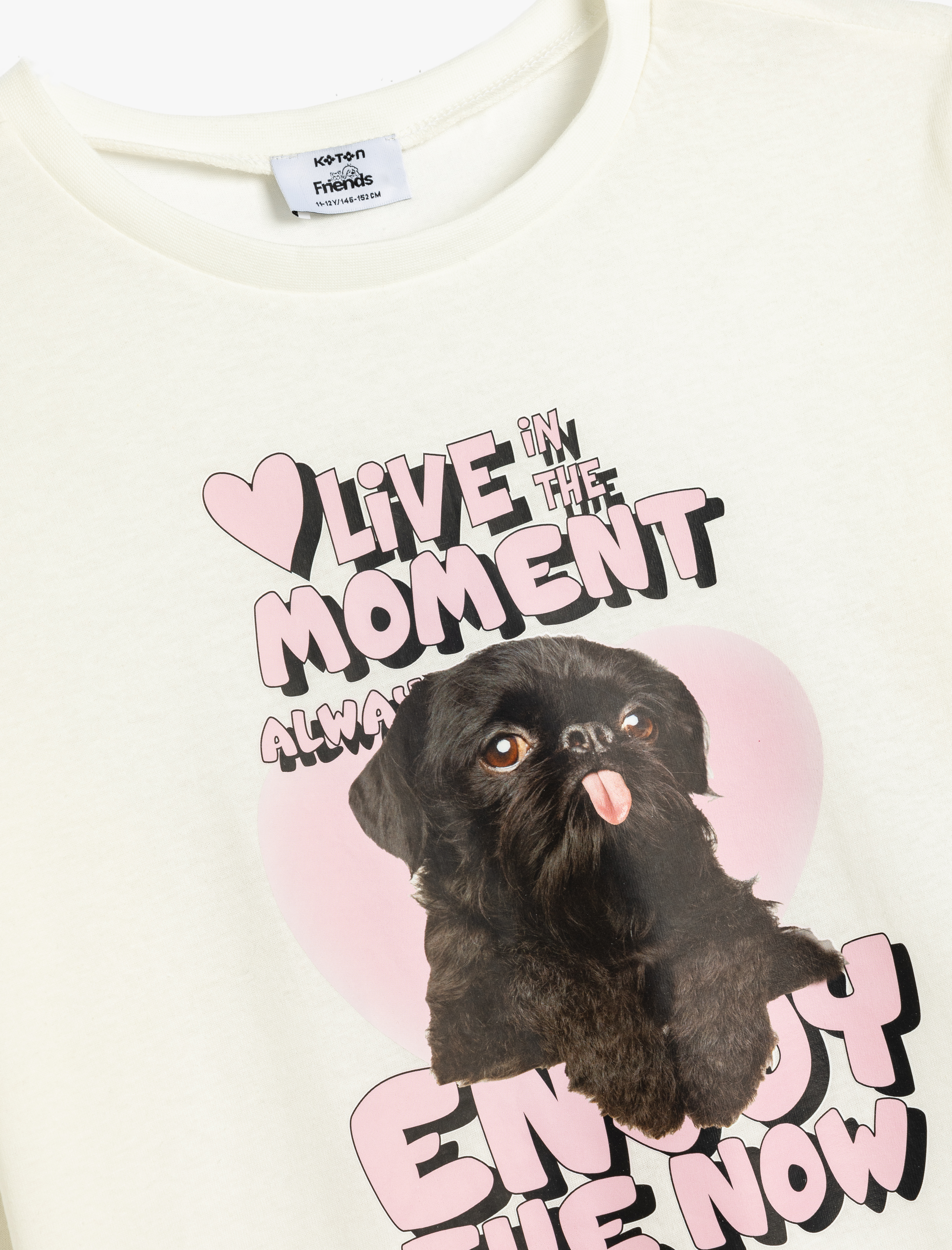  Kız Çocuk Köpek Baskılı Uzun Kollu Pamuklu Tişört