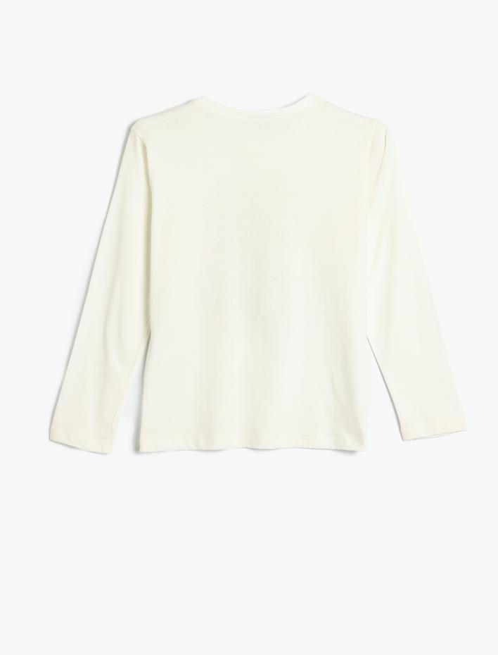 Kız Çocuk Köpek Baskılı Uzun Kollu Pamuklu Tişört