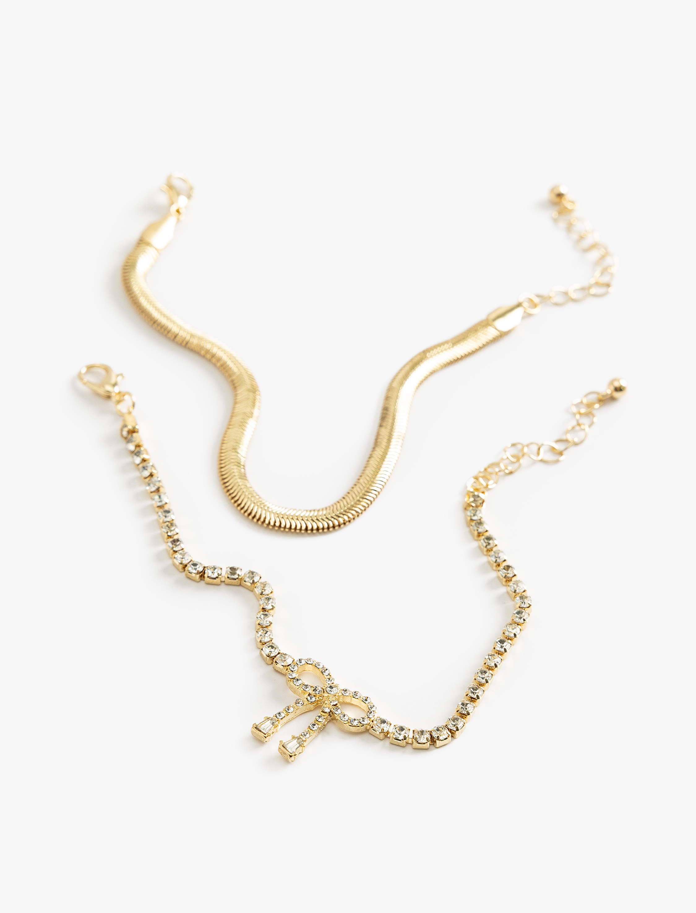  Kadın 2'li Zincir Bileklik Seti Fiyonk Detaylı