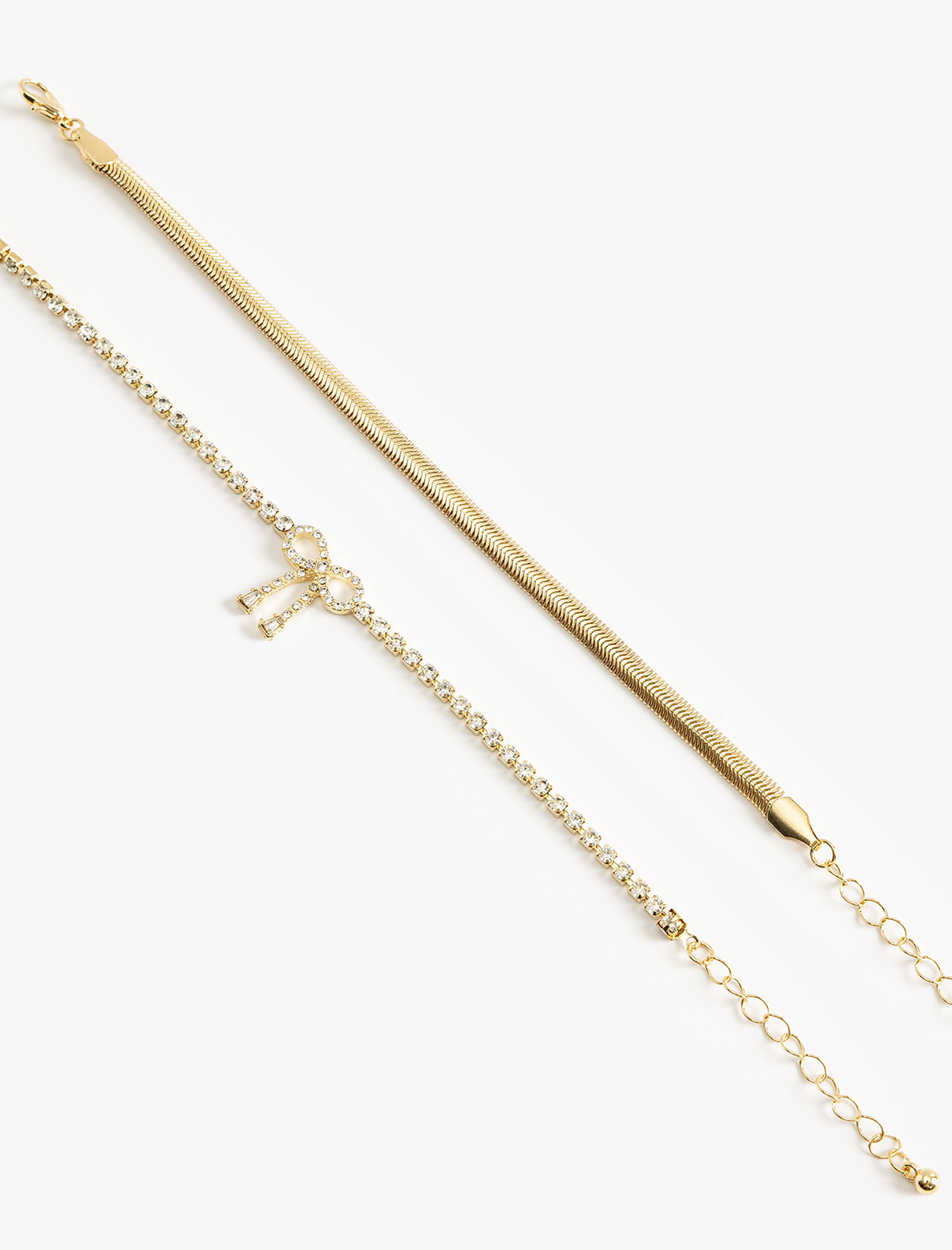  Kadın 2'li Zincir Bileklik Seti Fiyonk Detaylı