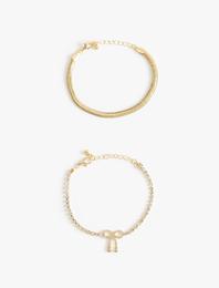 2'li Zincir Bileklik Seti Fiyonk Detaylı