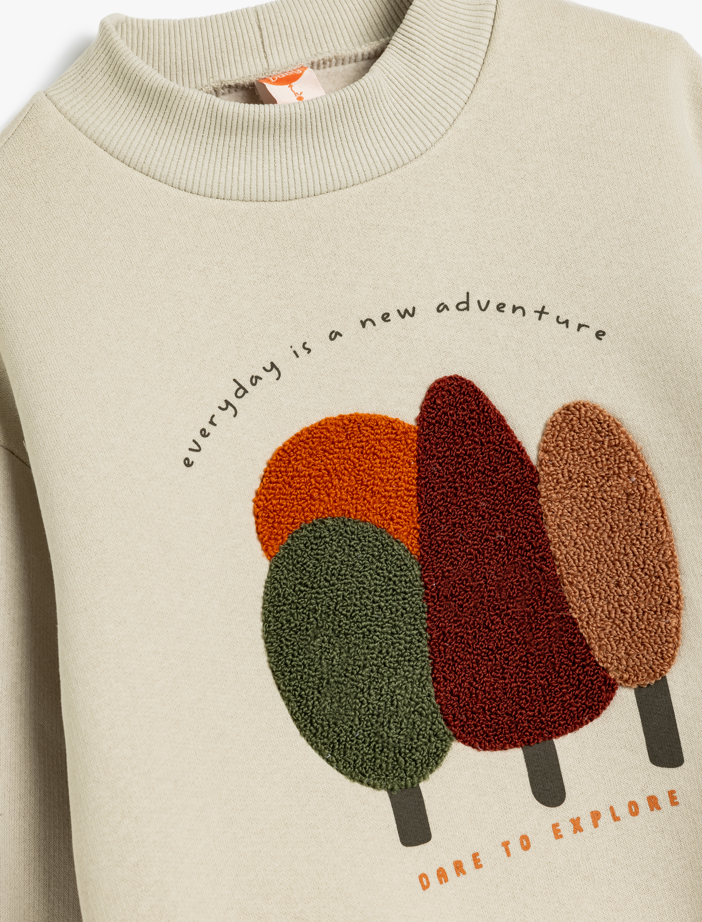  Erkek Bebek Dik Yaka Aplike Detaylı Uzun Kollu Şardonlu Sweatshirt