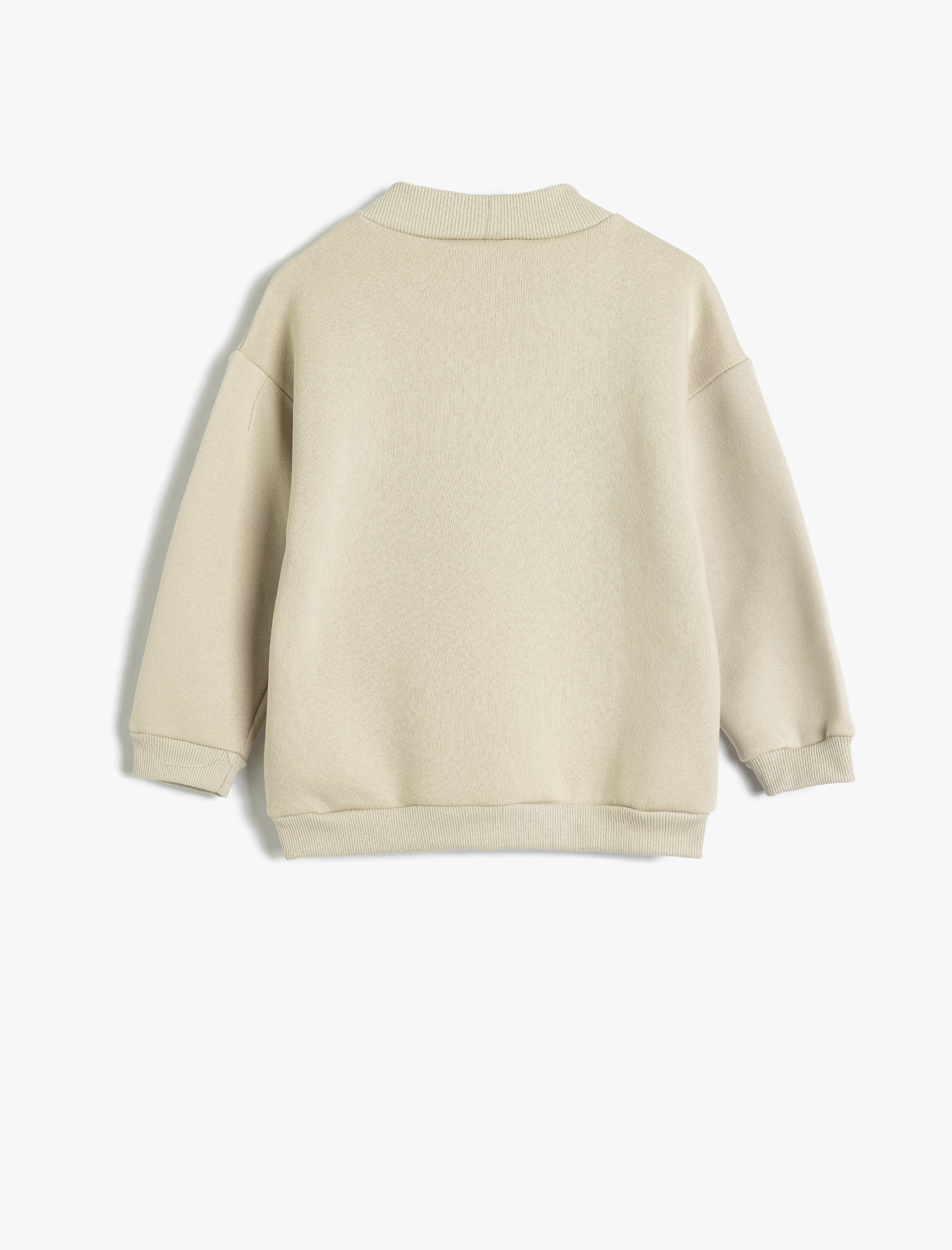  Erkek Bebek Dik Yaka Aplike Detaylı Uzun Kollu Şardonlu Sweatshirt