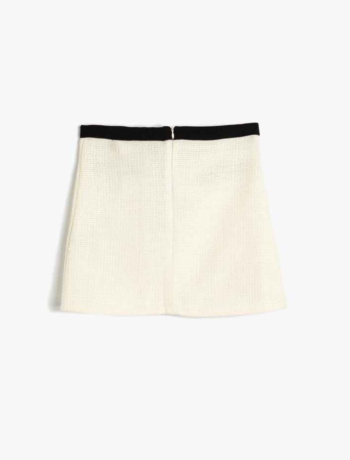 Kız Çocuk Tüvit Etek Cep Detaylı ve Fiyonklu Düğmeli