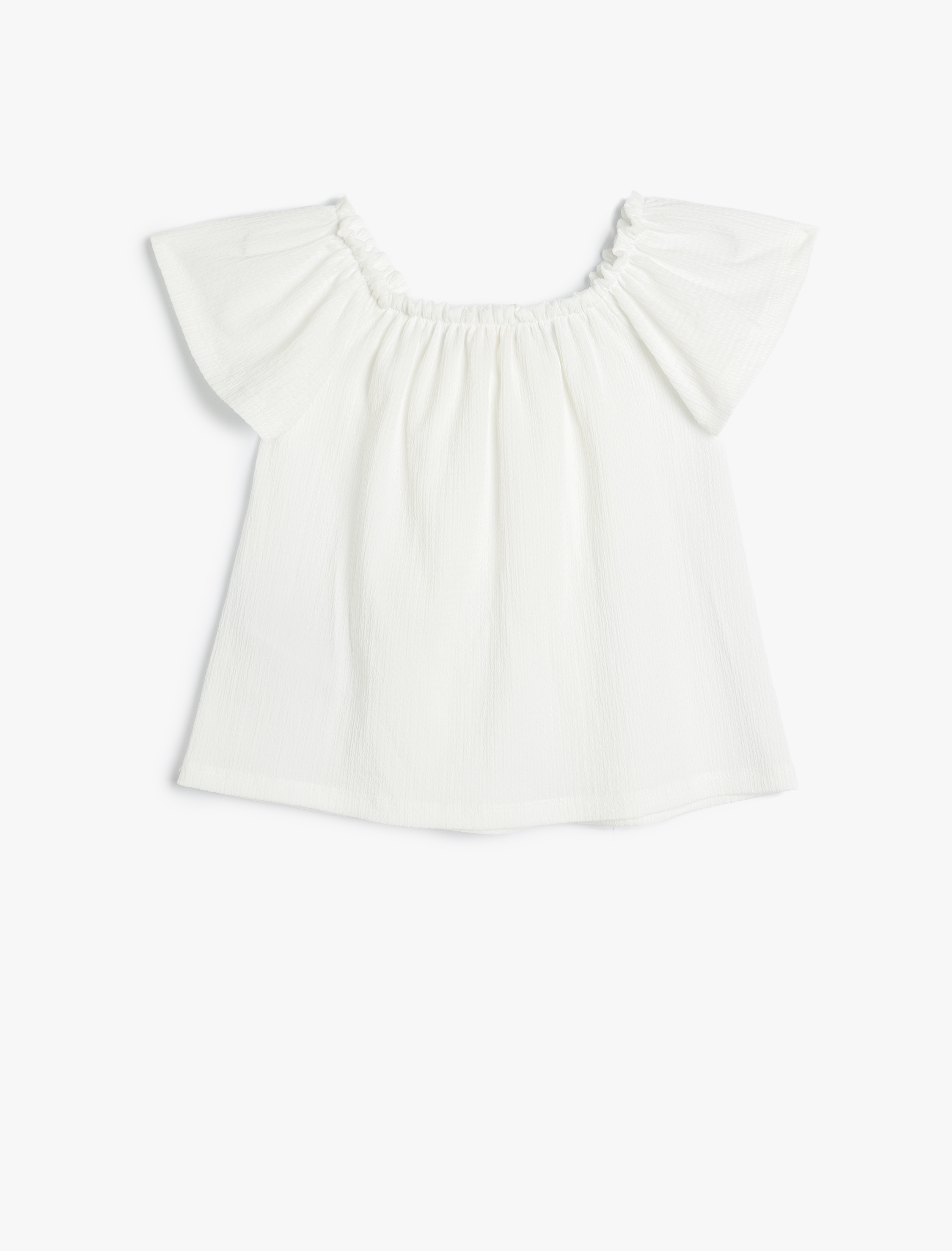  Kız Çocuk Fiyonk Detaylı Yuvarlak Yaka Kısa Kollu Bluz