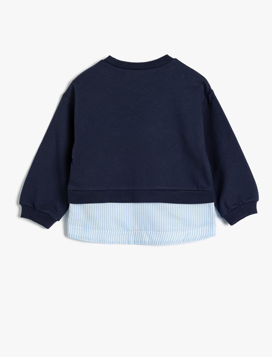  Kız Bebek Sweatshirt Şehir Baskılı Uzun Kollu Bisiklet Yaka Gömlek