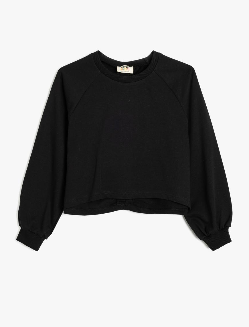  Kız Çocuk Basic Sweatshirt Uzun Kollu Bisiklet Yaka