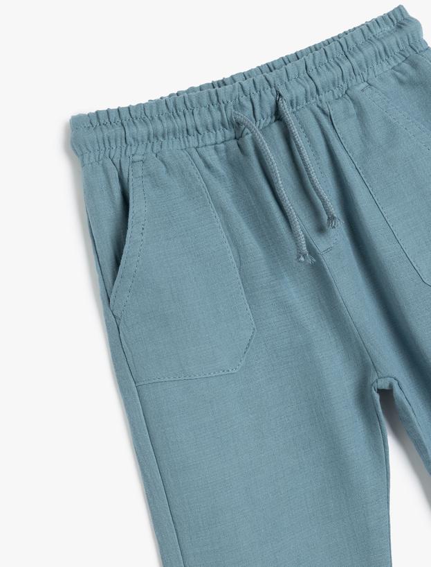 Jogger Pantolon Beli Bağlamalı Lastikli Cepli_2