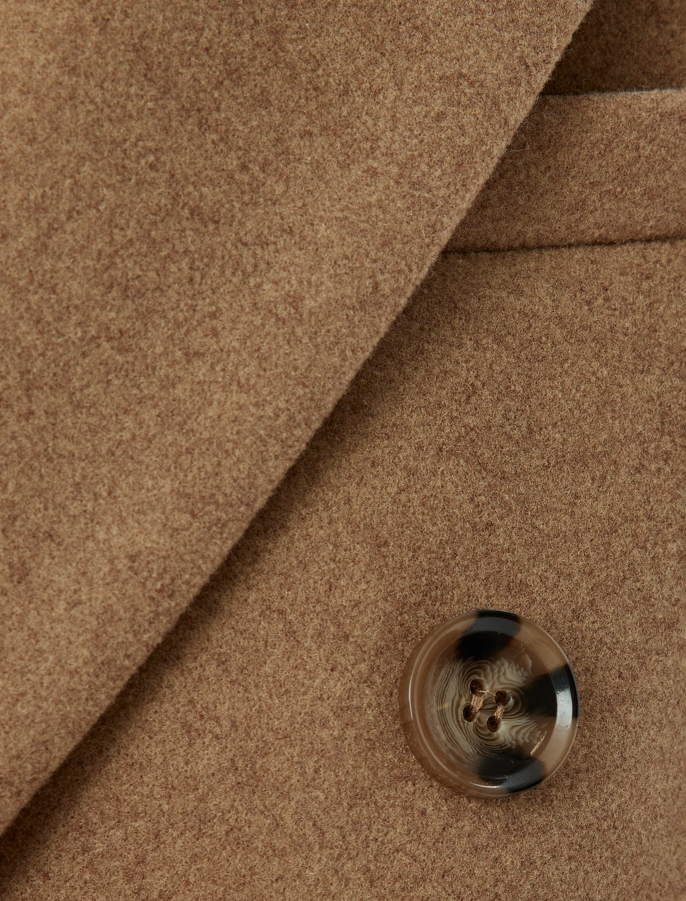   Kruvaze Düğmeli Uzun Kaşe Kaban