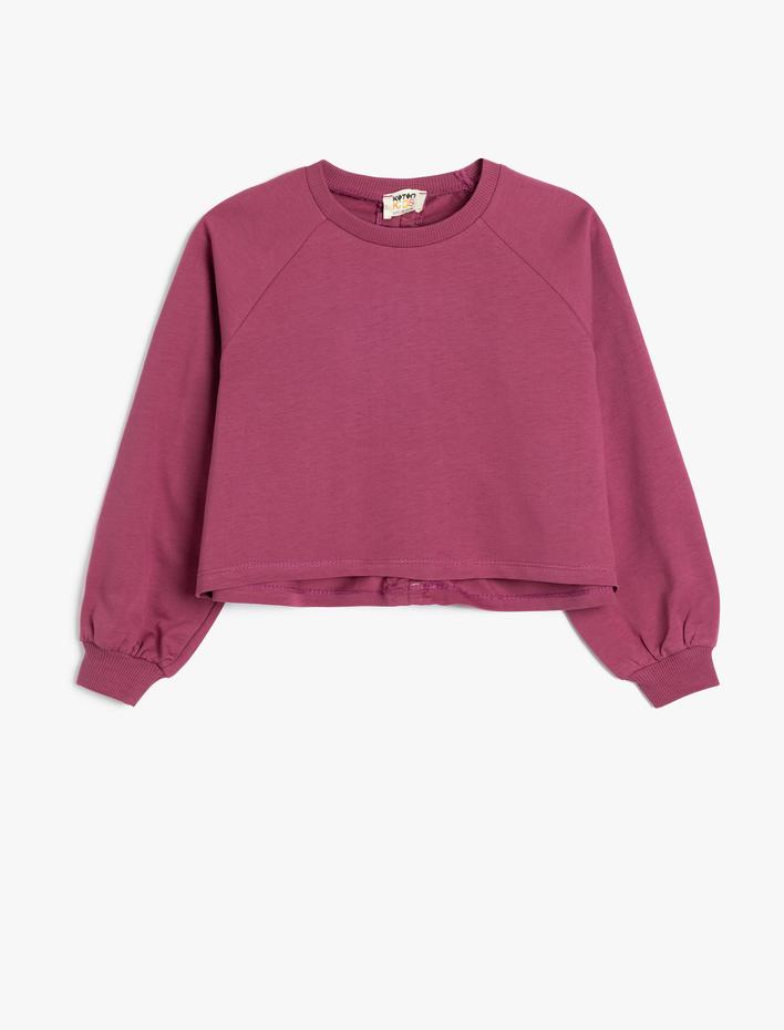 Kız Çocuk Basic Sweatshirt Uzun Kollu Bisiklet Yaka