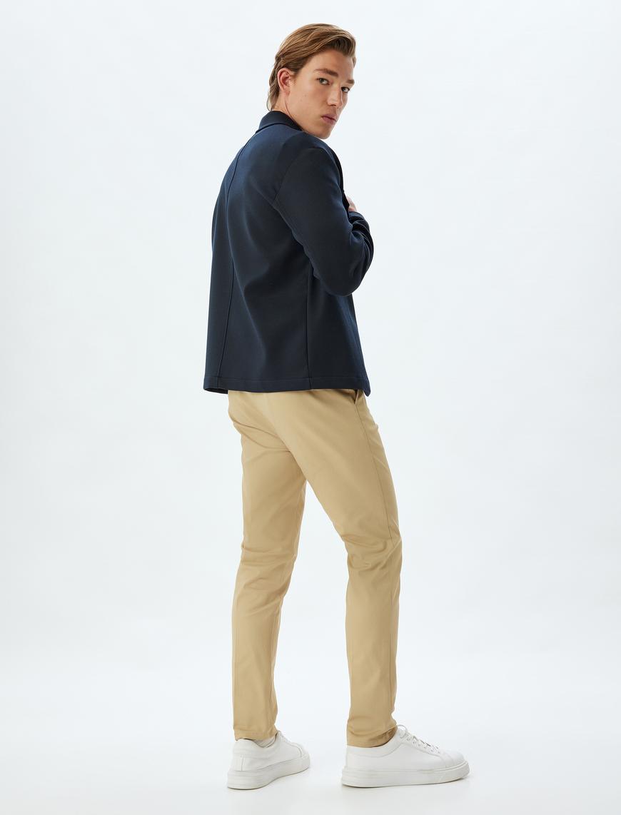   Chino Pantolon Slim Fit Cep Detaylı Pamuklu