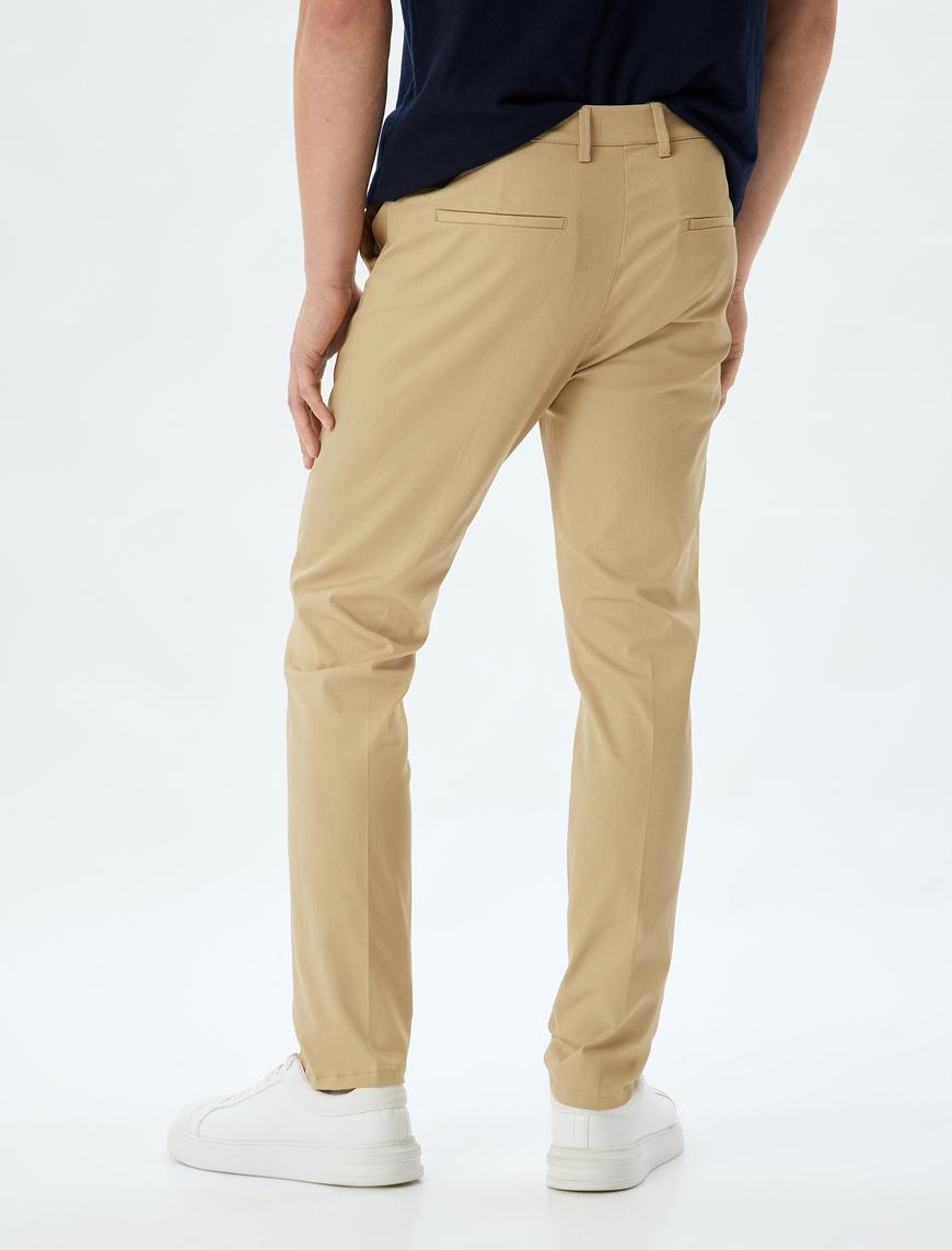   Chino Pantolon Slim Fit Cep Detaylı Pamuklu