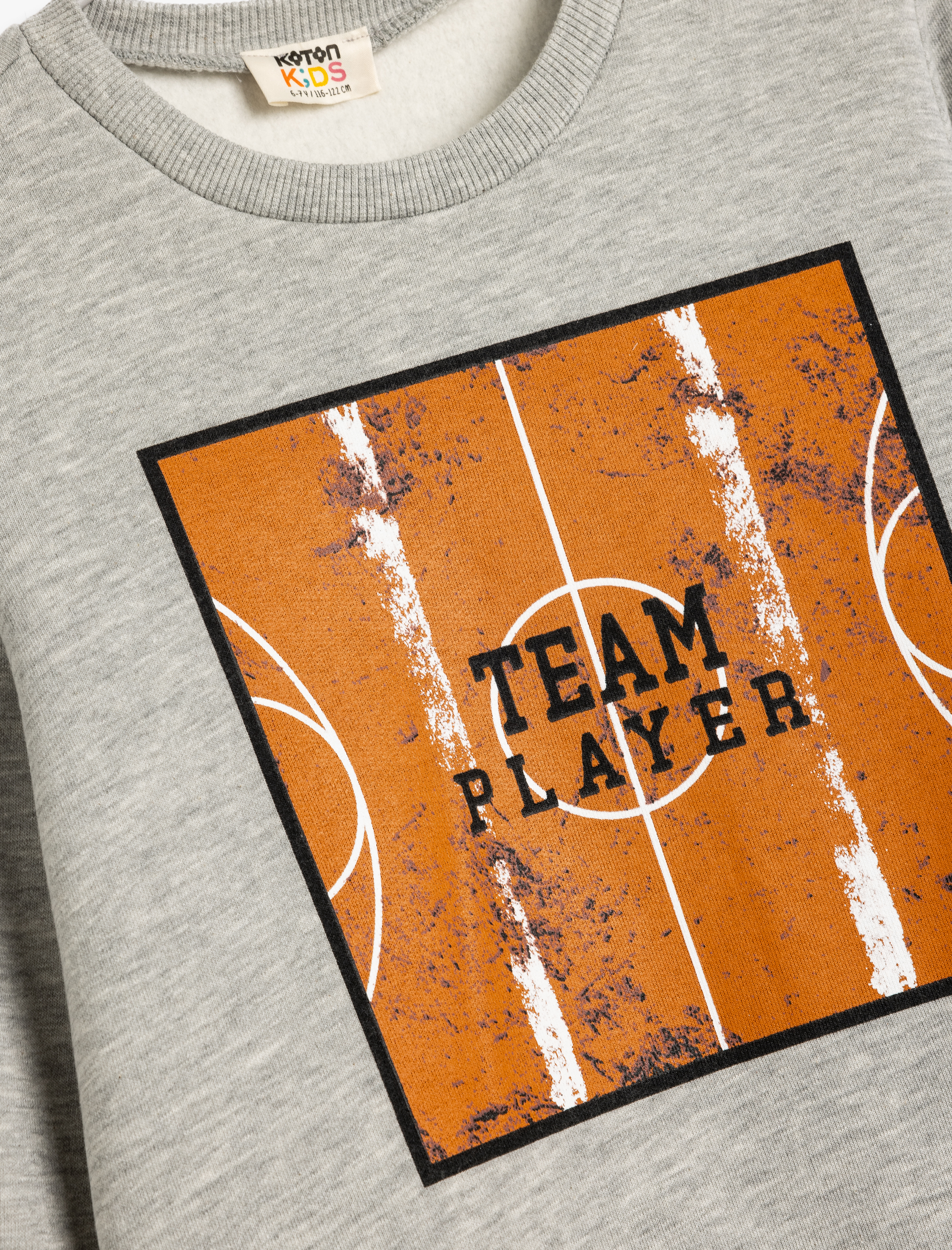  Erkek Çocuk Basketbol Baskı Detaylı Uzun Kollu Bisiklet Yaka Şardonlu Sweatshirt