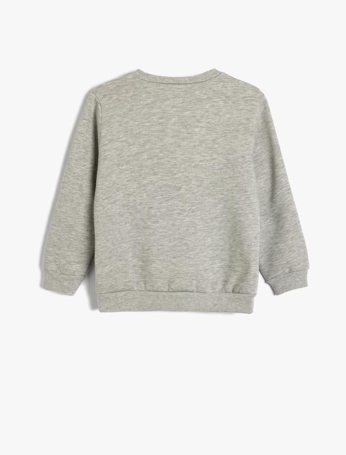 Erkek Çocuk Basketbol Baskı Detaylı Uzun Kollu Bisiklet Yaka Şardonlu Sweatshirt