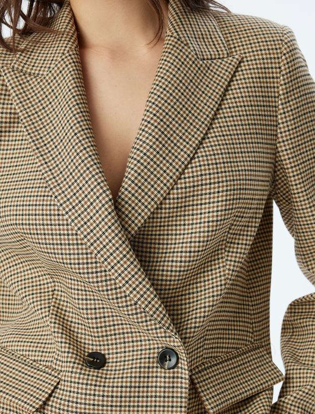 Kruvaze Blazer Ceket Kapaklı Çift Cep Detaylı Regular Fit_4