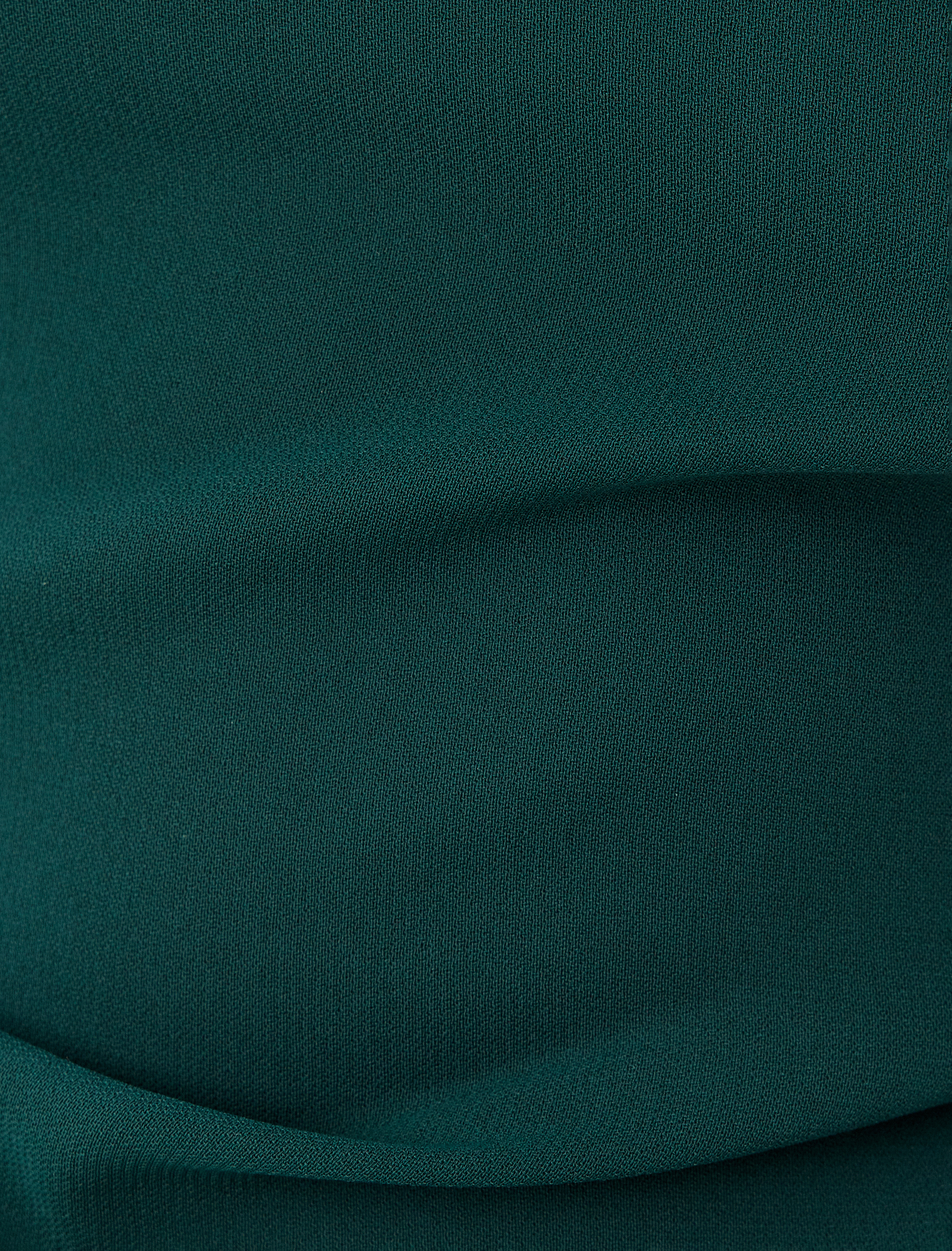   Kalem Elbise Midi Boy Kolsuz Bisiklet Yaka Krep Kumaş Slim Fit