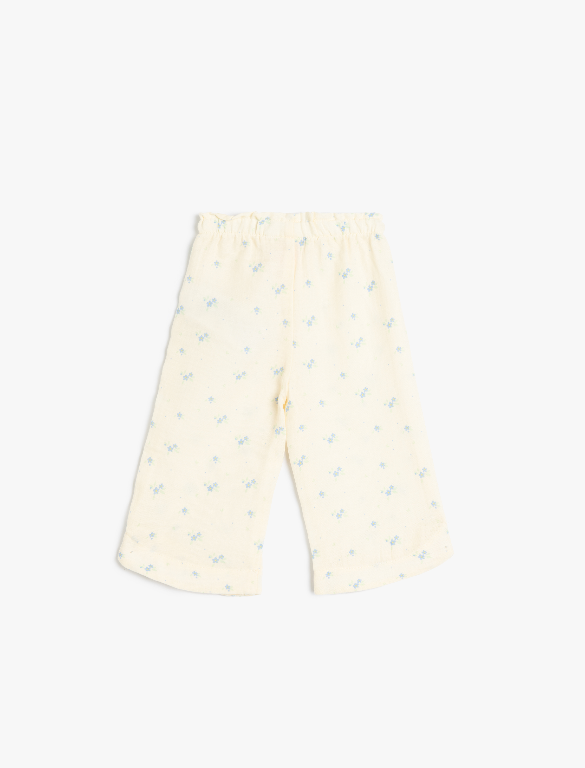  Kız Bebek Müslin Pantolon Çiçek Desenli Bol Paça Beli Lastikli