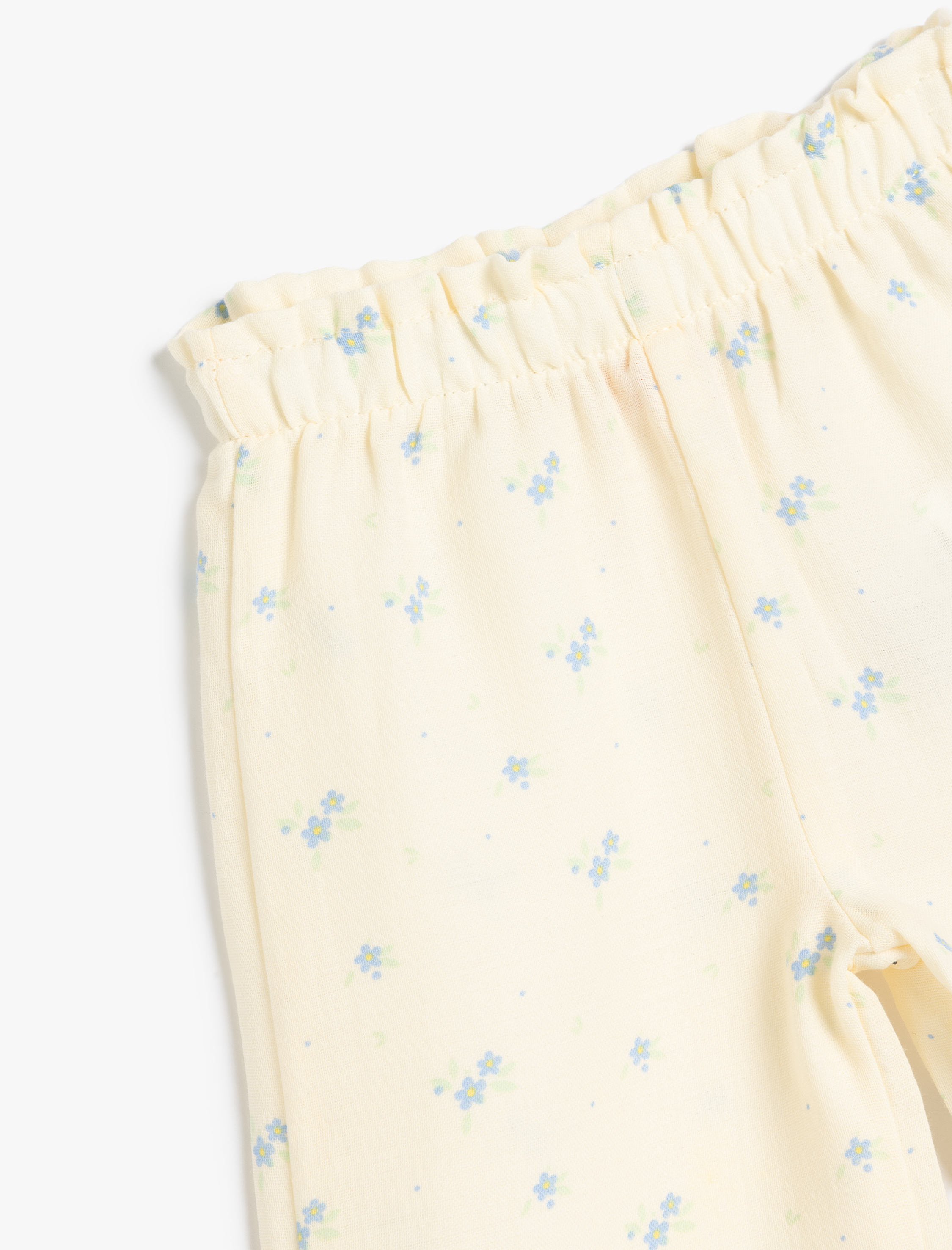 Kız Bebek Müslin Pantolon Çiçek Desenli Bol Paça Beli Lastikli