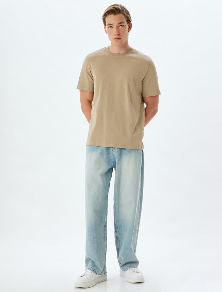  Bisiklet Yaka Kısa Kollu Pamuklu Basic Tişört