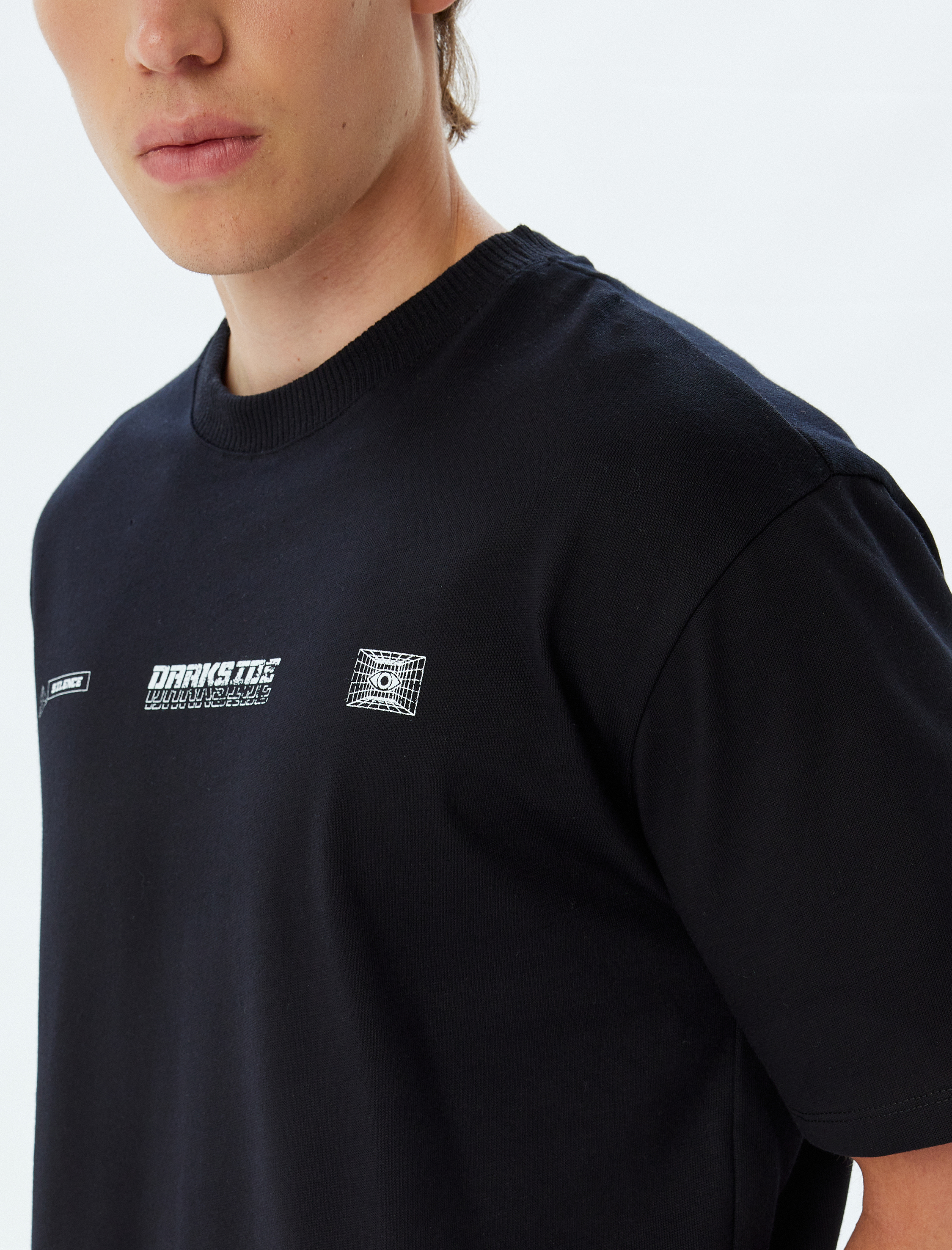   Slogan Baskılı Bisiklet Yaka Kısa Kollu Pamuklu Oversize Tişört