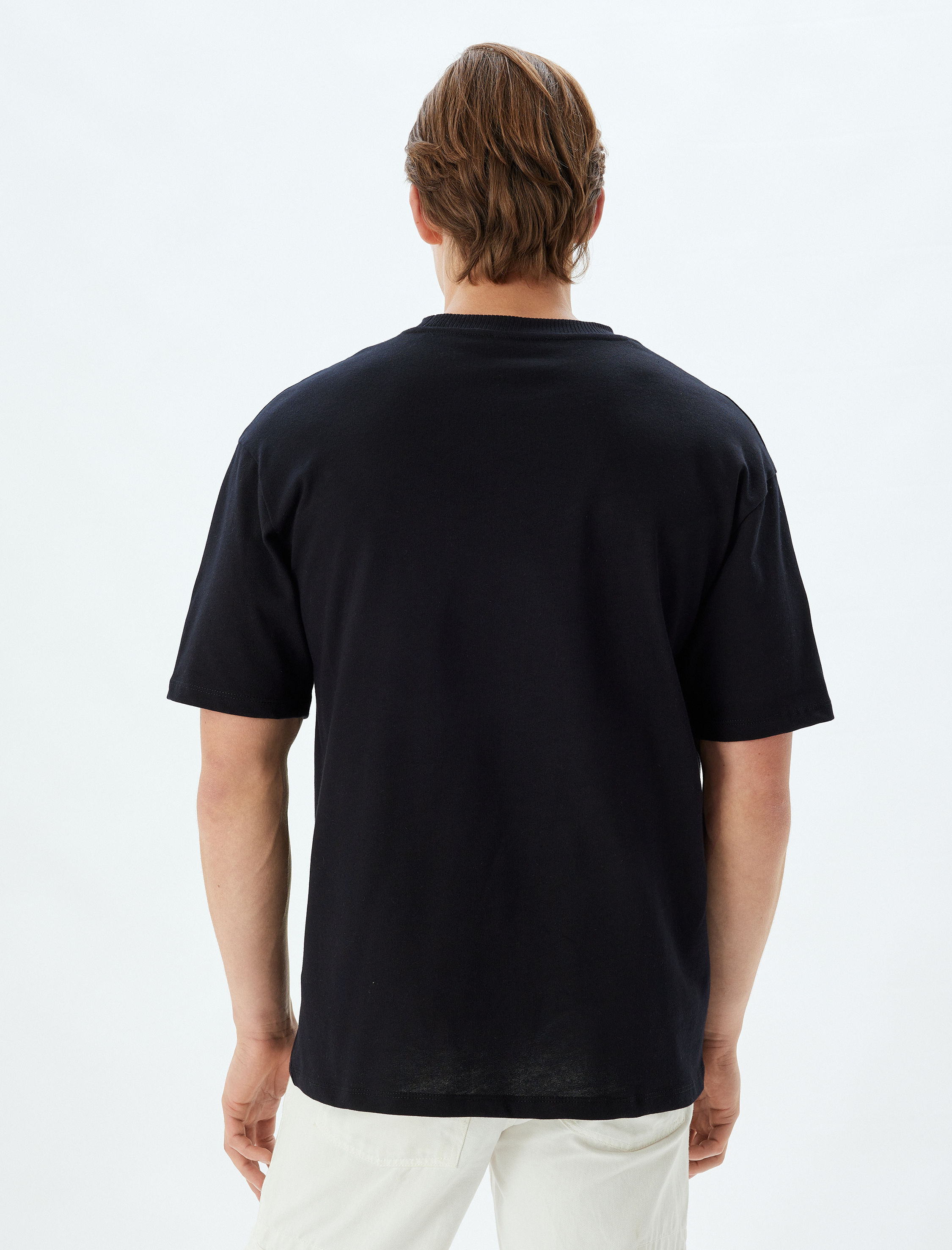   Slogan Baskılı Bisiklet Yaka Kısa Kollu Pamuklu Oversize Tişört