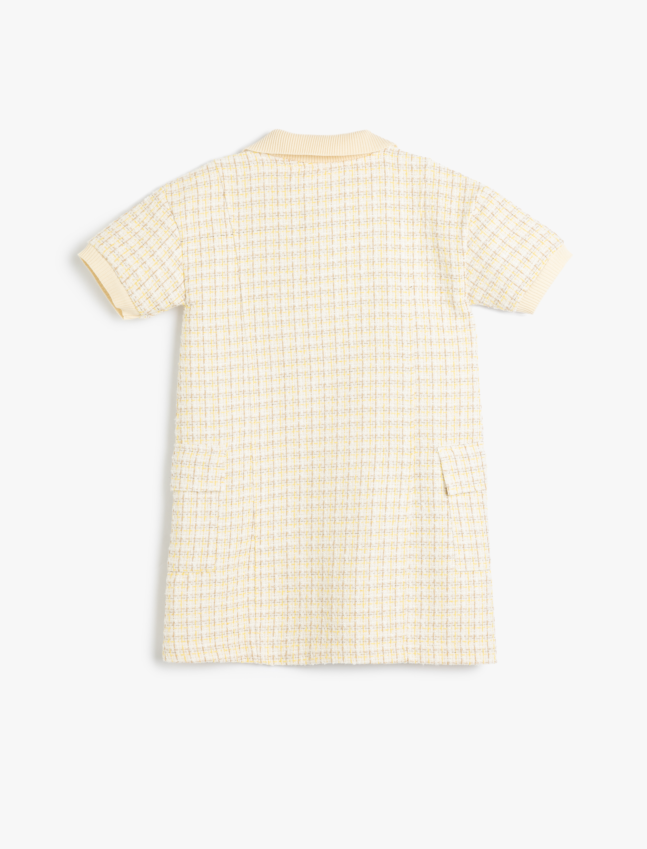  Kız Çocuk Tüvit Elbise Polo Yaka Kısa Kollu