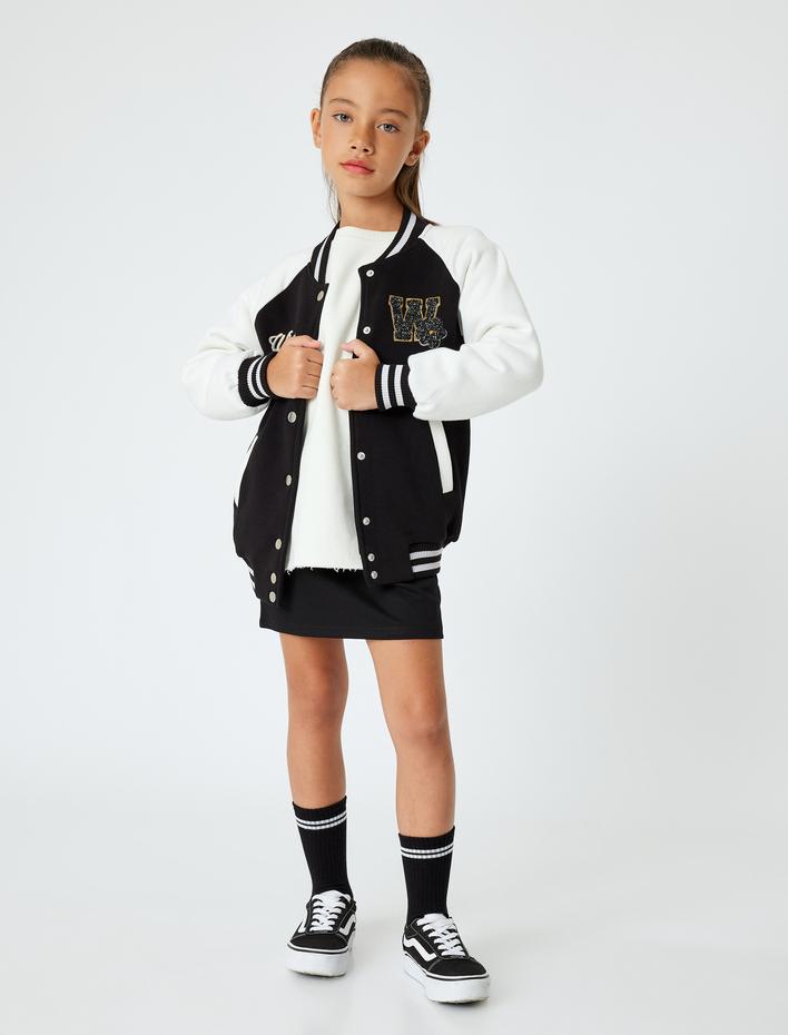 Kız Çocuk Beli Lastikli Viskon Kumaş Basic Okul Eteği