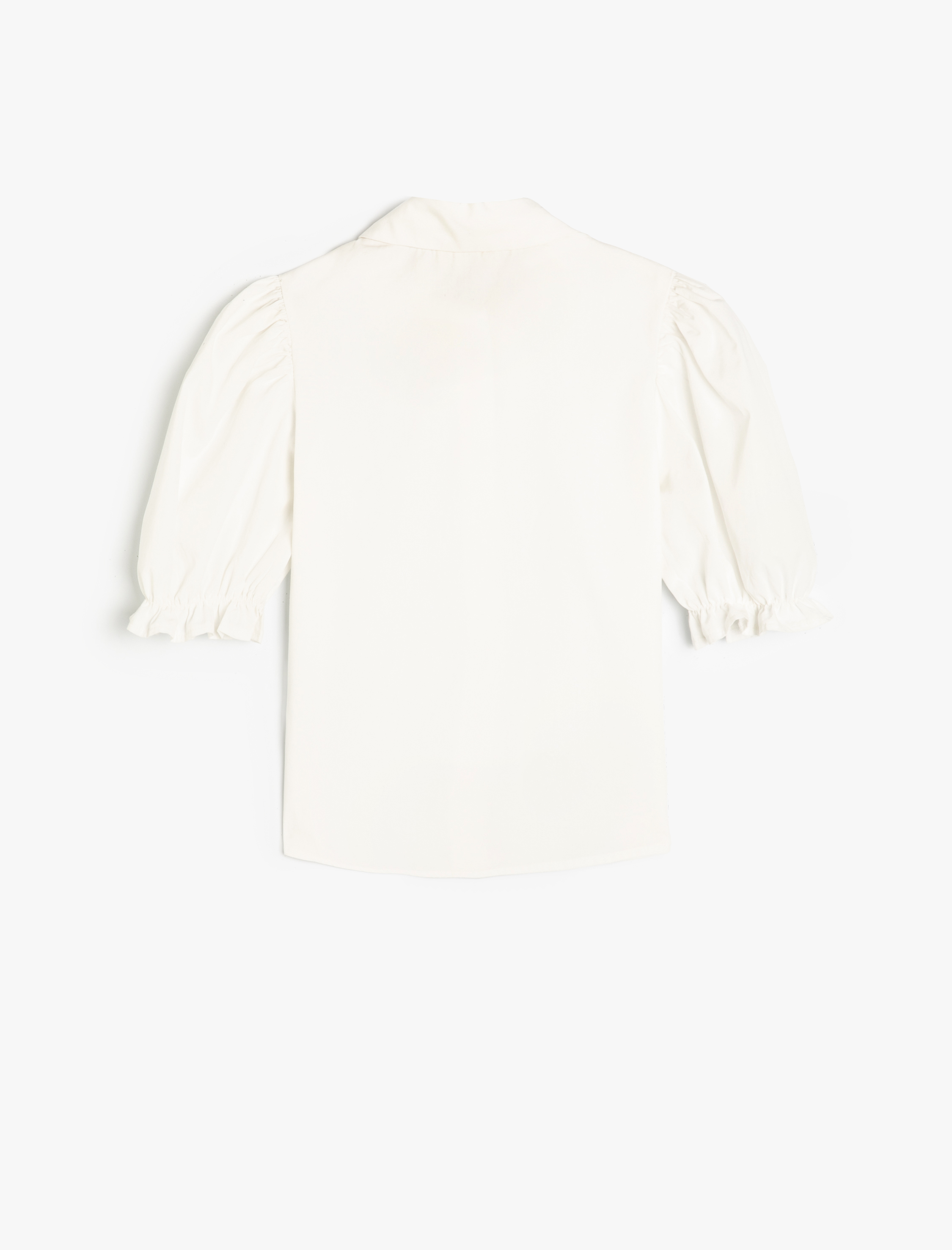  Kız Çocuk Fiyonk Detaylı Düğmeli Kısa Kollu Pamuklu Okul Gömleği