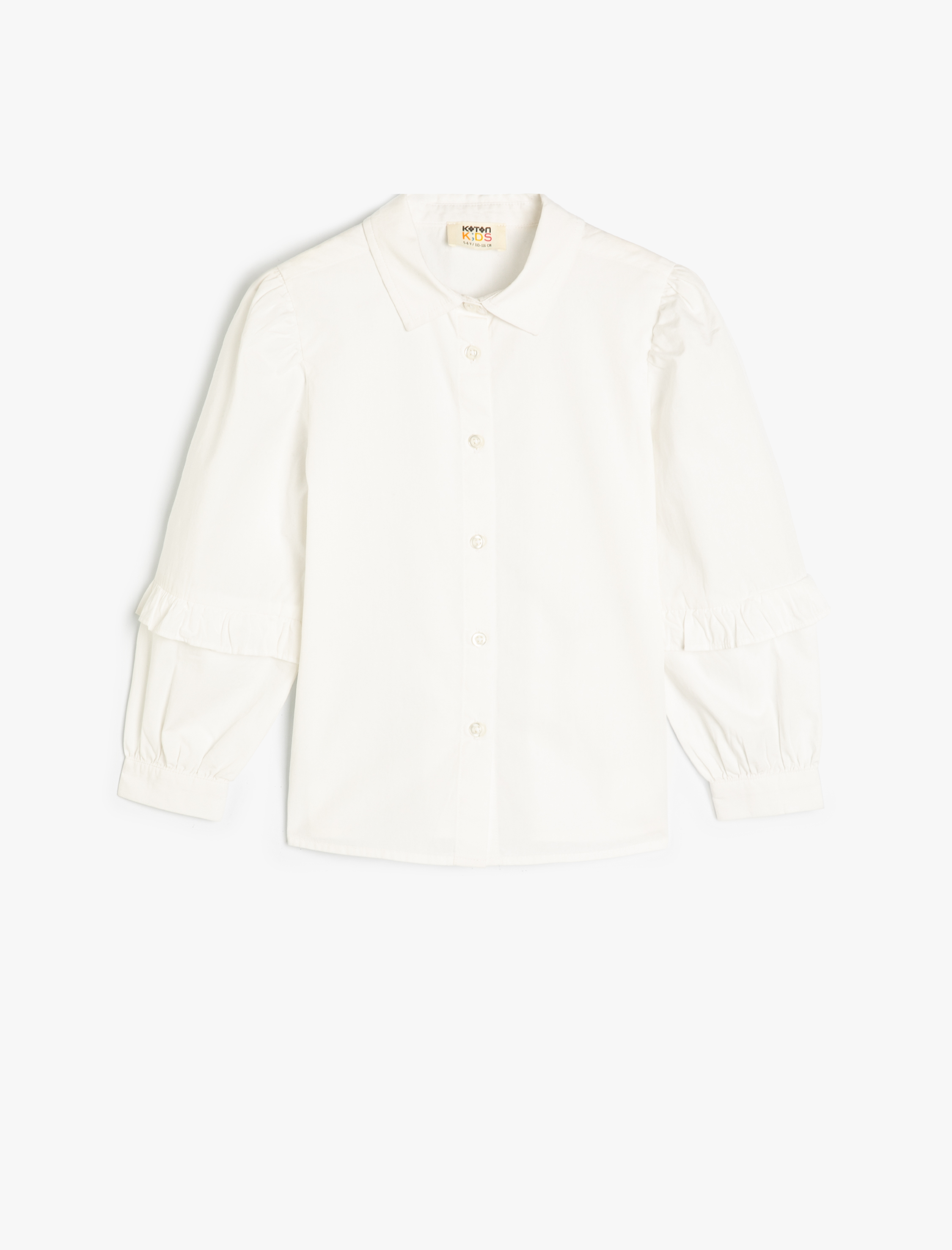  Kız Çocuk Uzun Kollu Klasik Yaka Pamuklu Okul Gömleği