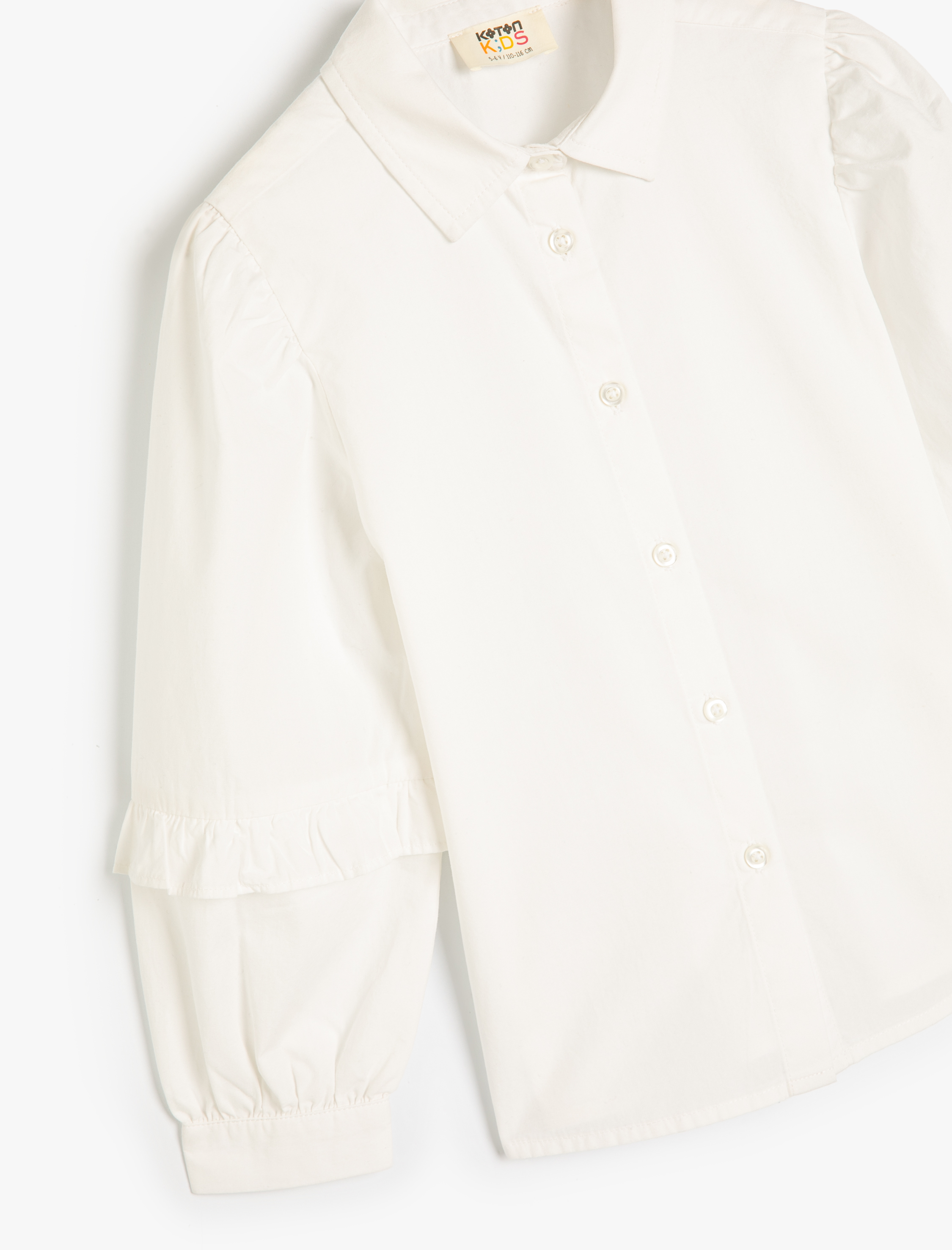  Kız Çocuk Uzun Kollu Klasik Yaka Pamuklu Okul Gömleği