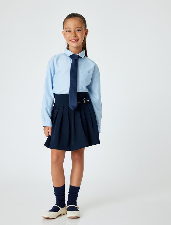 Kız Çocuk Uzun Kollu Klasik Yaka Basic Okul Gömleği