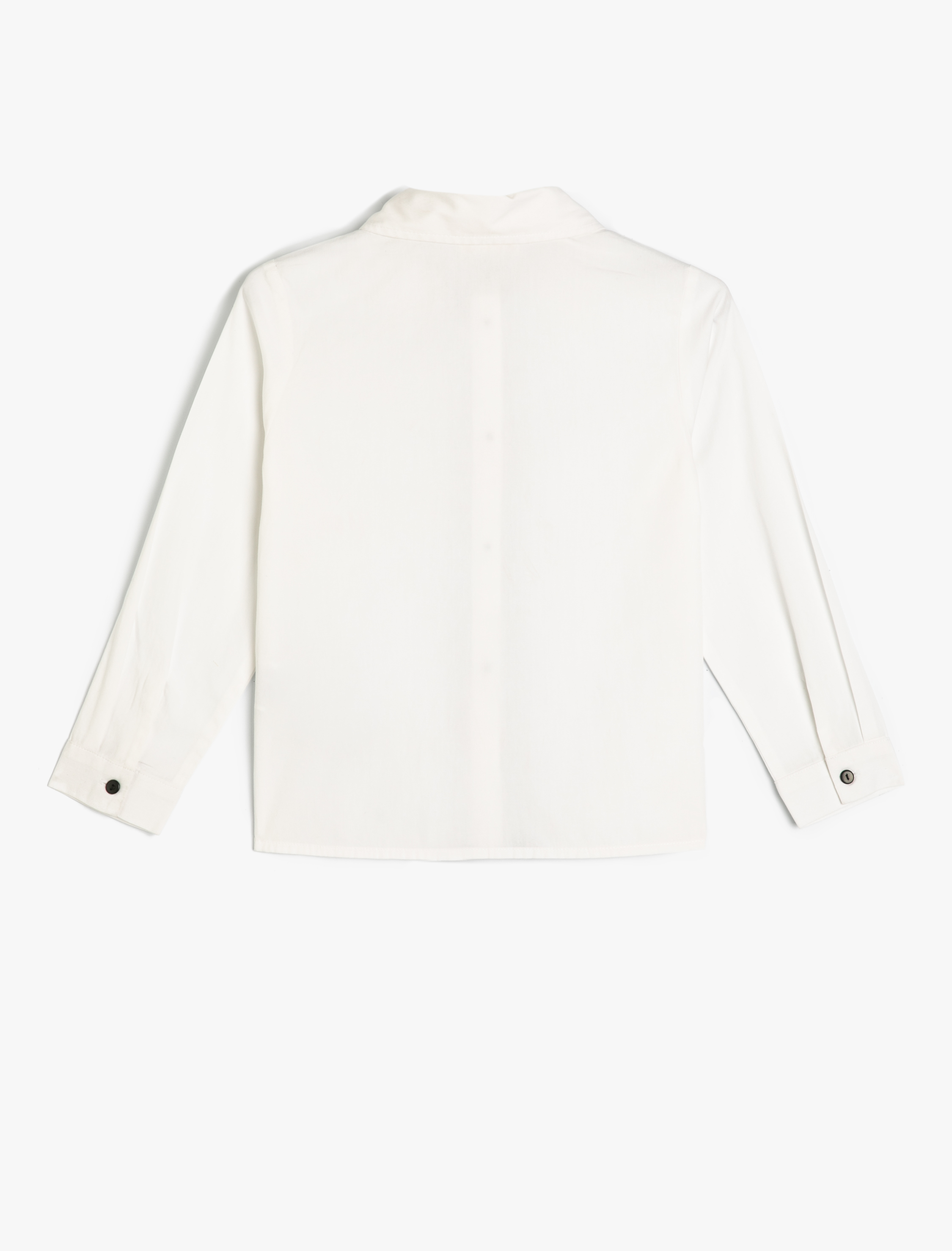  Kız Çocuk Düğme Kapamalı Fırfır Detaylı Pamuklu Okul Gömleği