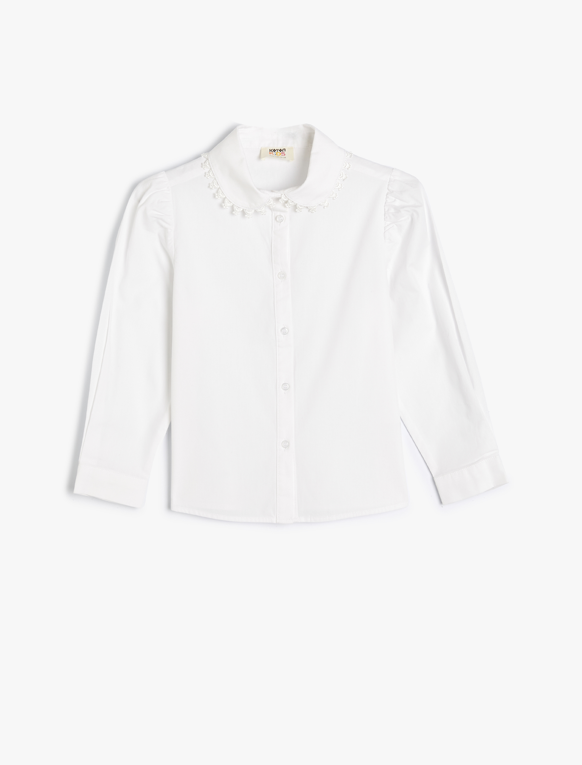  Kız Çocuk Uzun Kollu Pamuklu Bebe Yaka Okul Gömleği