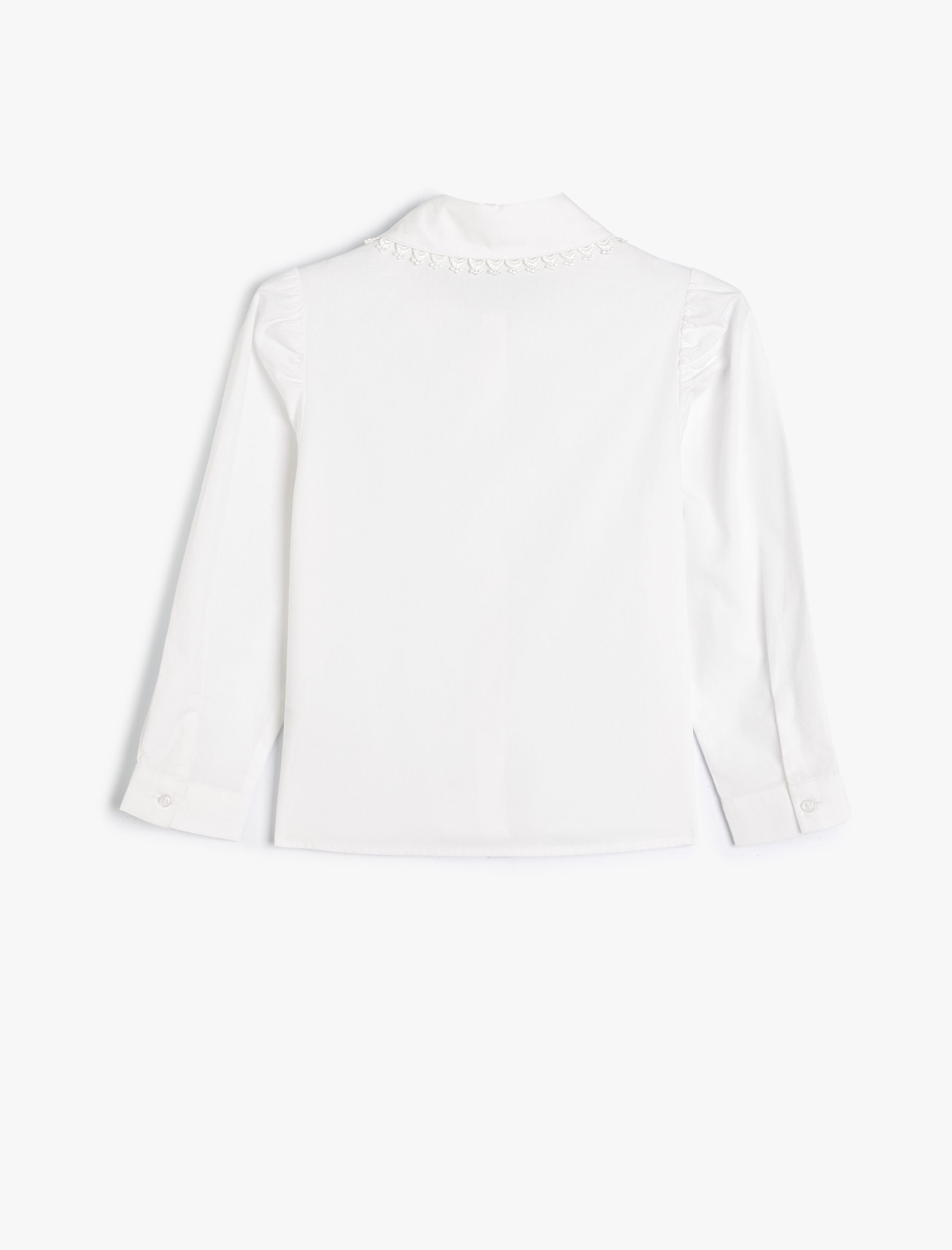  Kız Çocuk Uzun Kollu Pamuklu Bebe Yaka Okul Gömleği