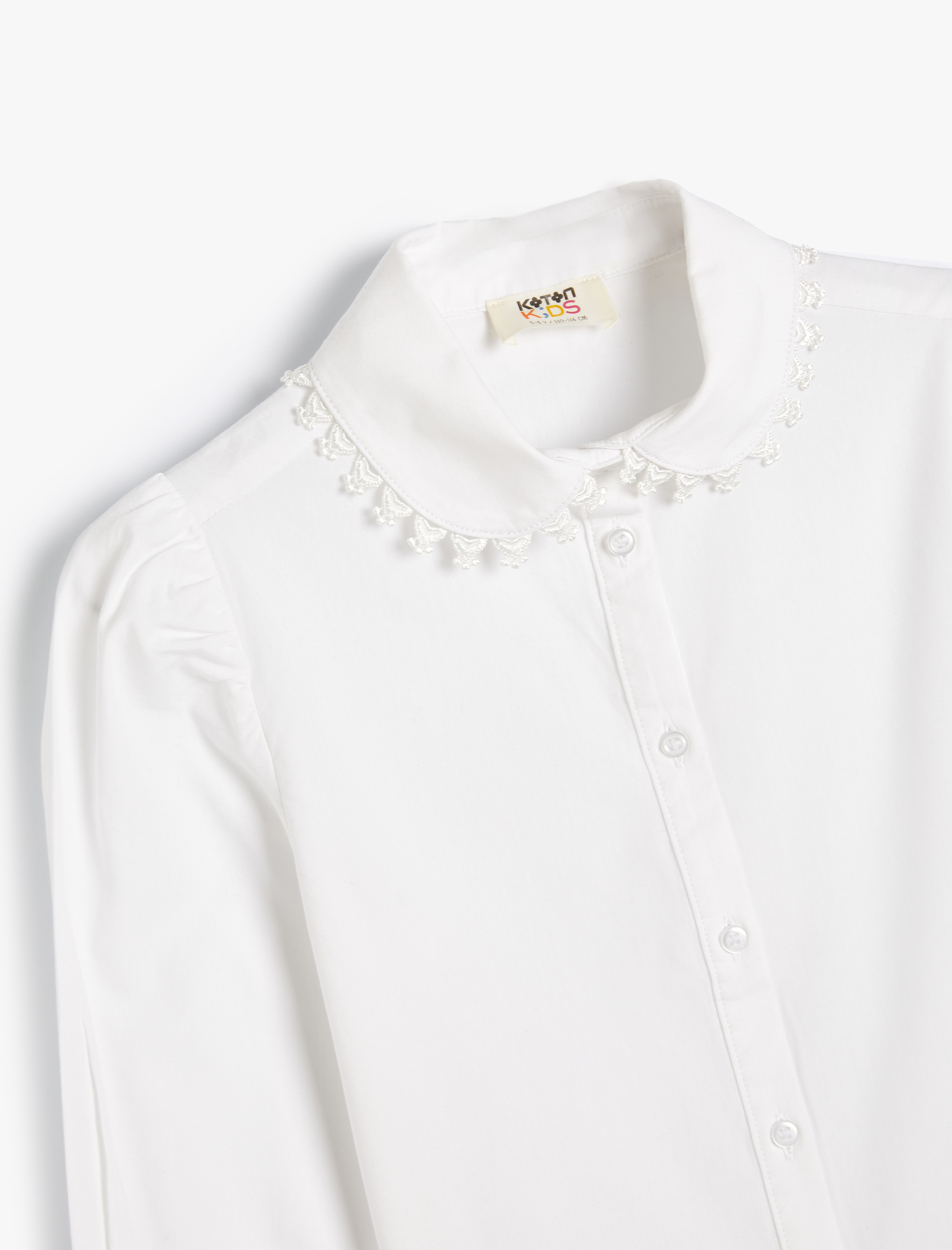  Kız Çocuk Uzun Kollu Pamuklu Bebe Yaka Okul Gömleği