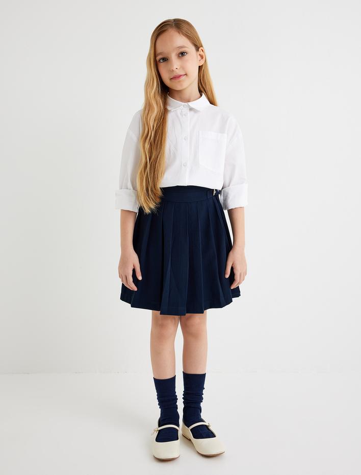 Kız Çocuk Uzun Kollu Pamuklu Basic Okul Gömleği