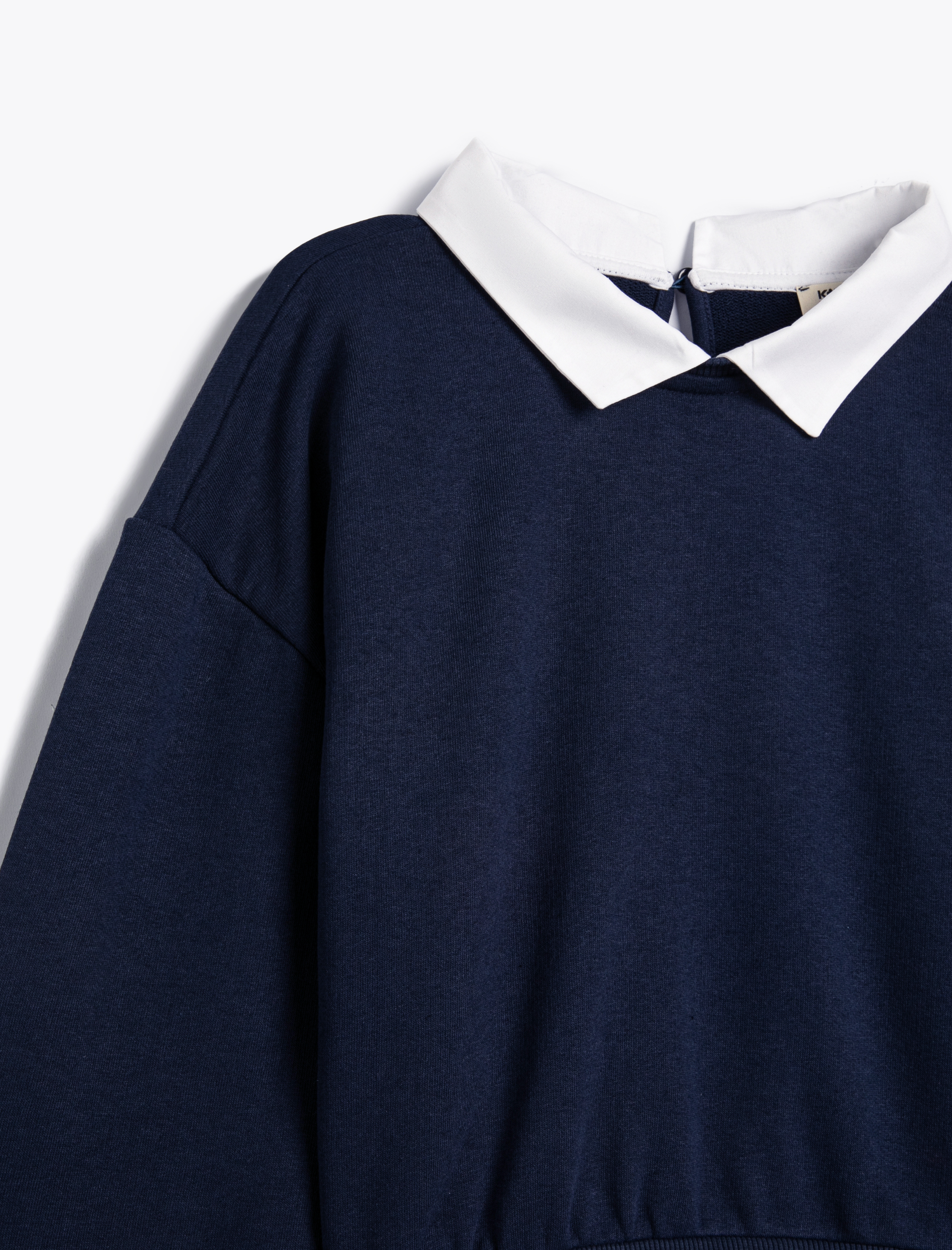  Kız Çocuk Çift Kumaşlı Uzun Kollu Gömlek Yaka Sweatshirt