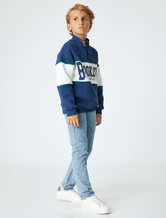 Erkek Çocuk Kot Pantolon Ayarlanabilir Lastikli Pamuklu - Slim Jean