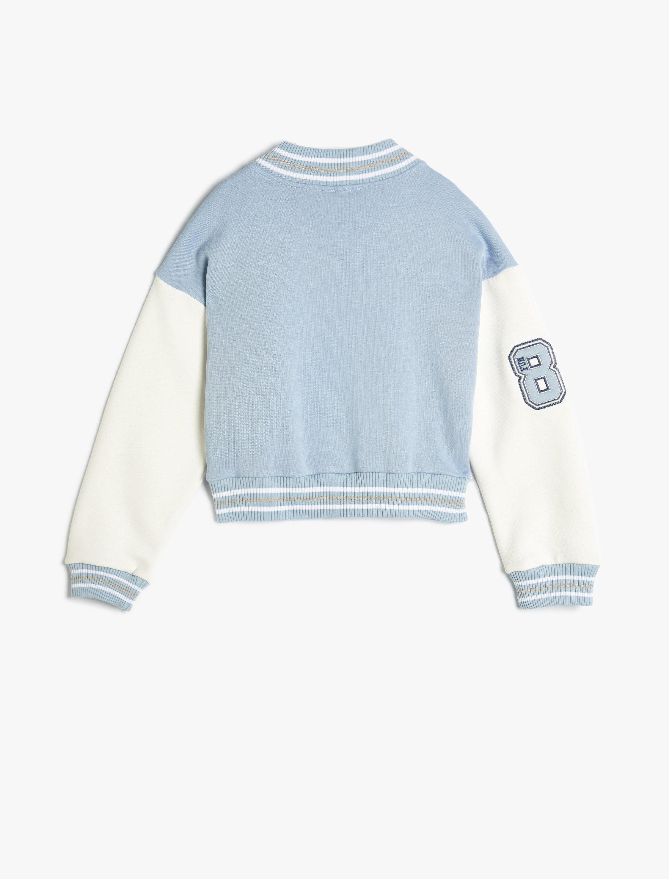 Kız Çocuk Bomber Kolej Ceket Şardonlu Aplike Detaylı Uzun Kollu Renk Bloklu