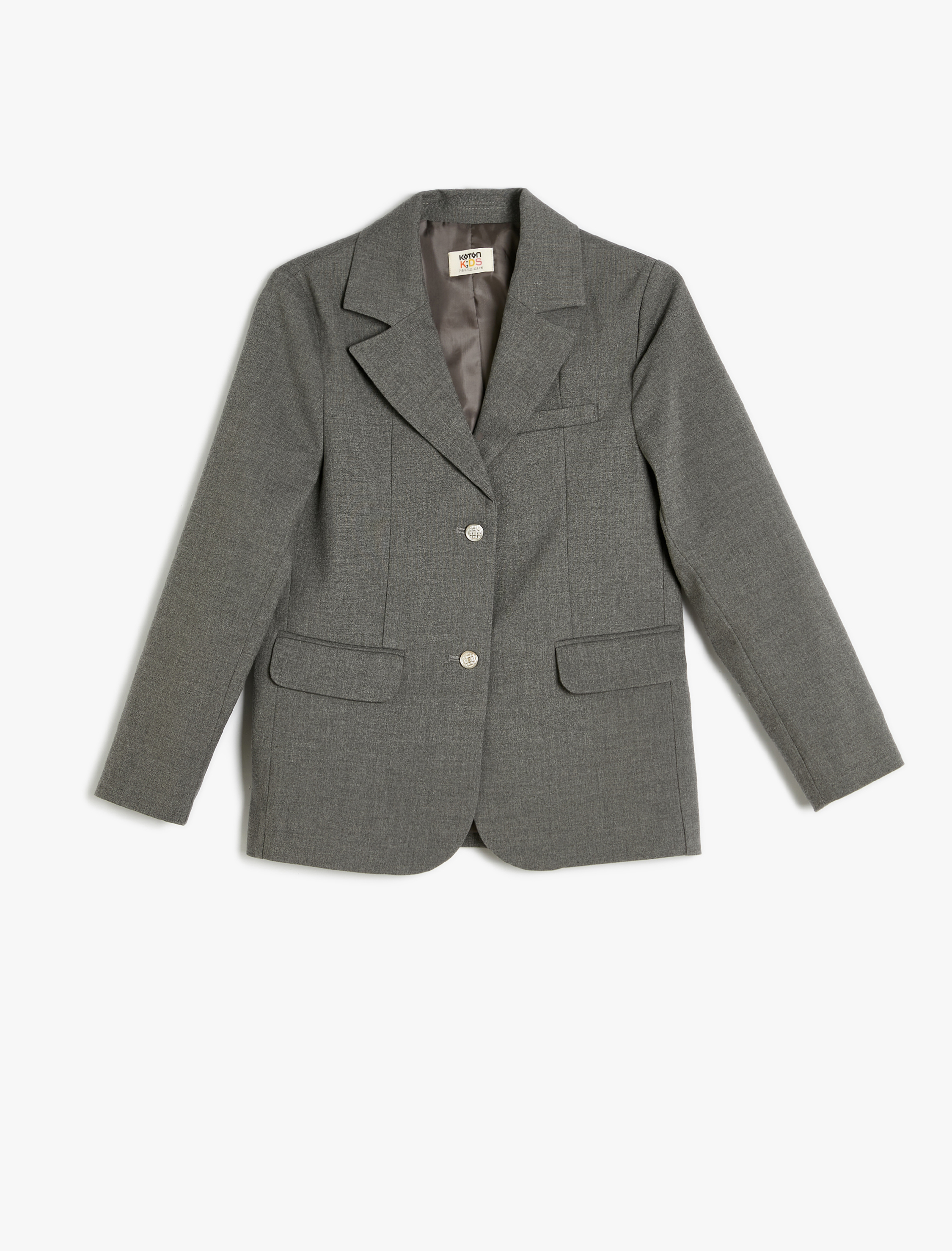 Kız Çocuk Klasik Yaka Cep Detaylı Uzun Kollu Düğmeli Blazer Okul Ceketi
