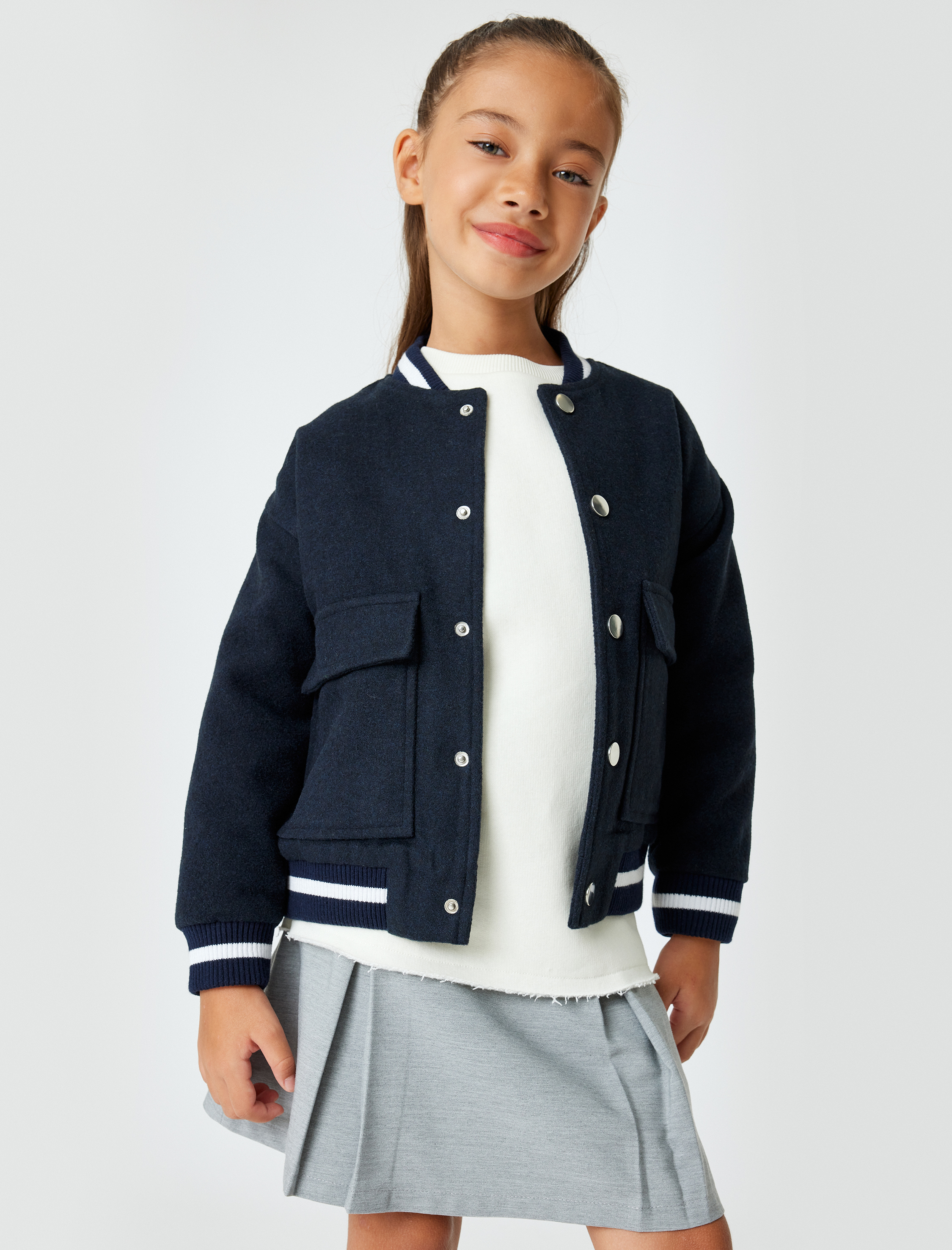  Kız Çocuk Toka Detaylı Beli Lastikli Pileli Etek