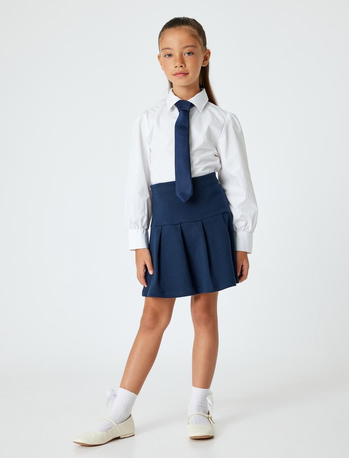 Kız Çocuk Uzun Kollu Düğme Kapamalı Basic Okul Gömleği