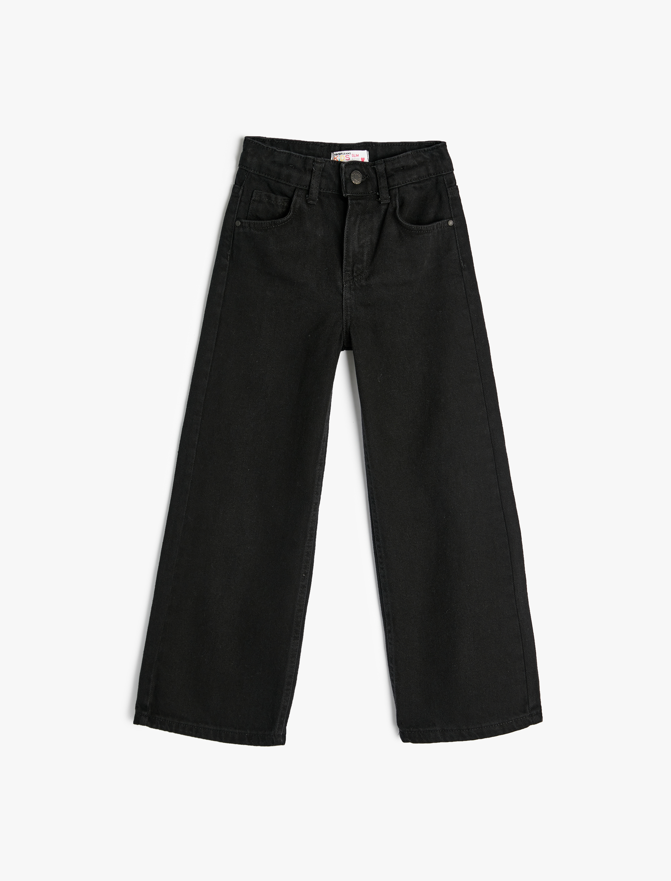 Kız Çocuk Kot Pantolon Geniş Paça Cepli Pamuklu - Wide Leg Jean