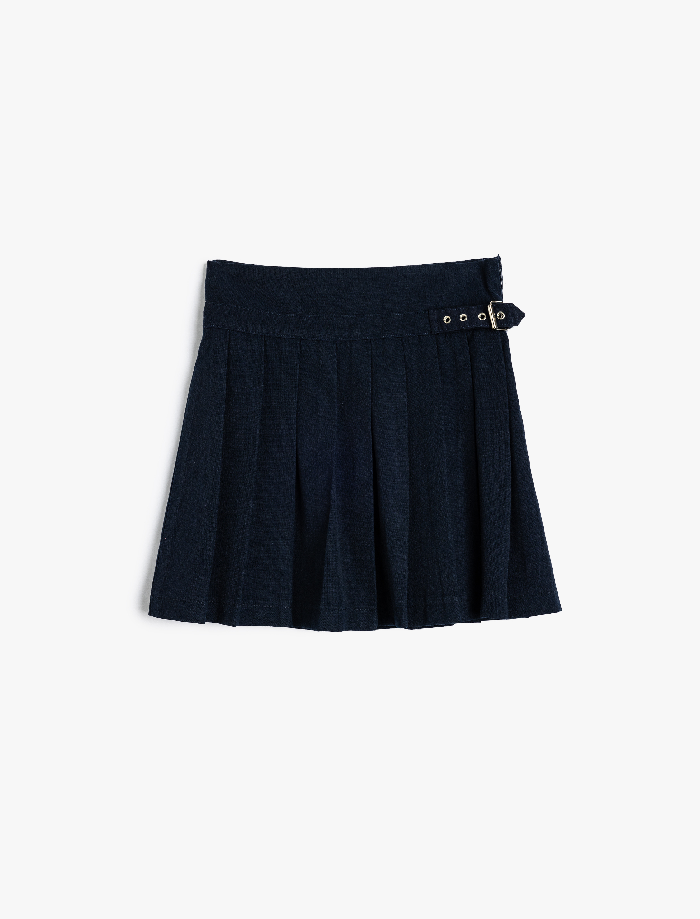  Kız Çocuk Kemer Detaylı Viskon Kumaş Pileli Etek