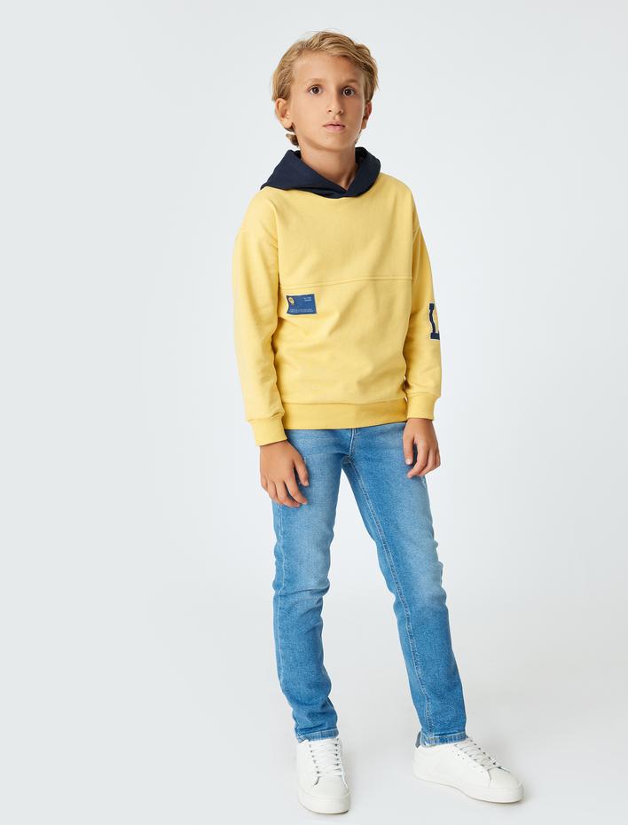 Erkek Çocuk Kot Pantolon Ayarlanabilir Lastikli Pamuklu - Slim Jean