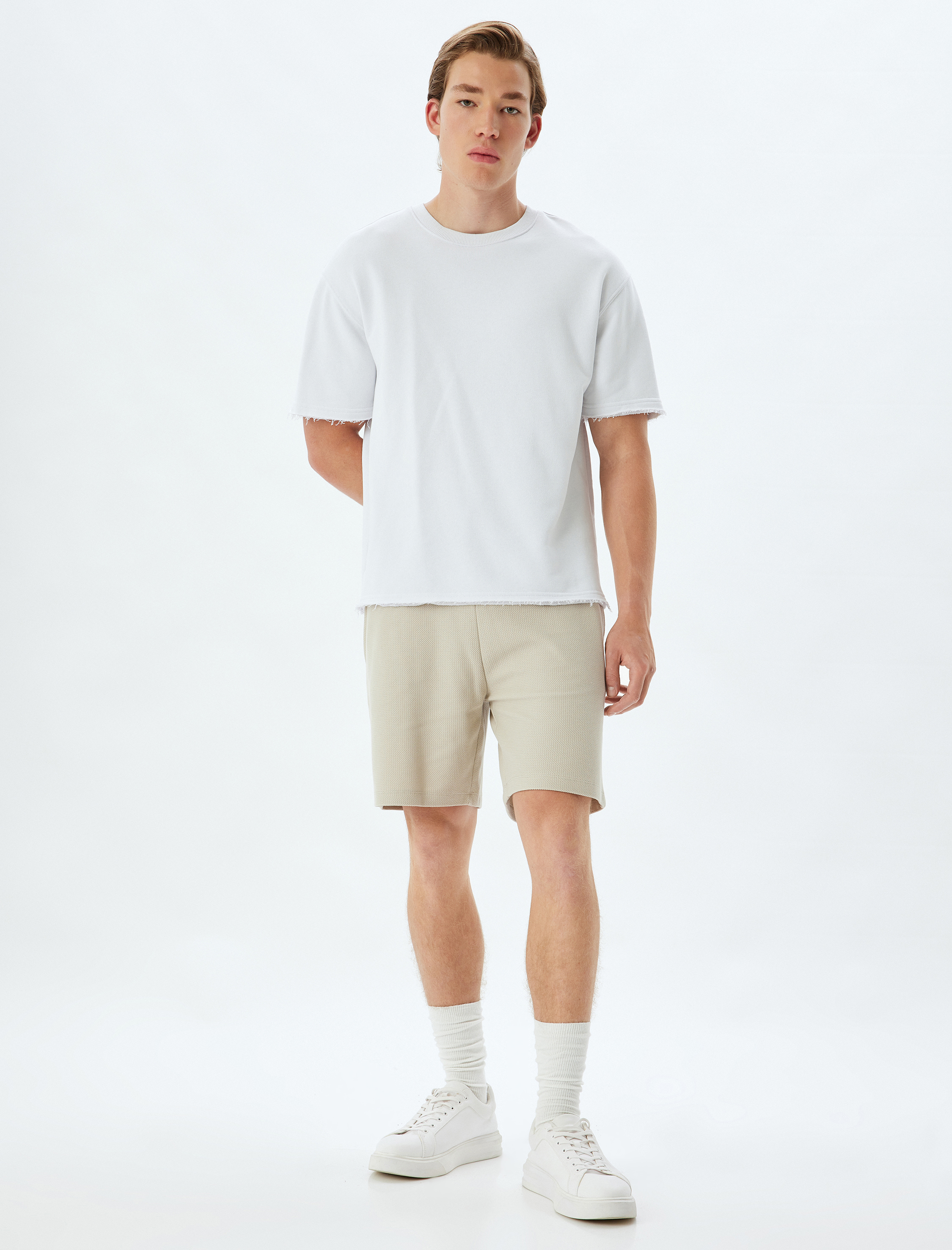 Bermuda Şort Pamuklu Beli Bağcıklı Cep Detaylı