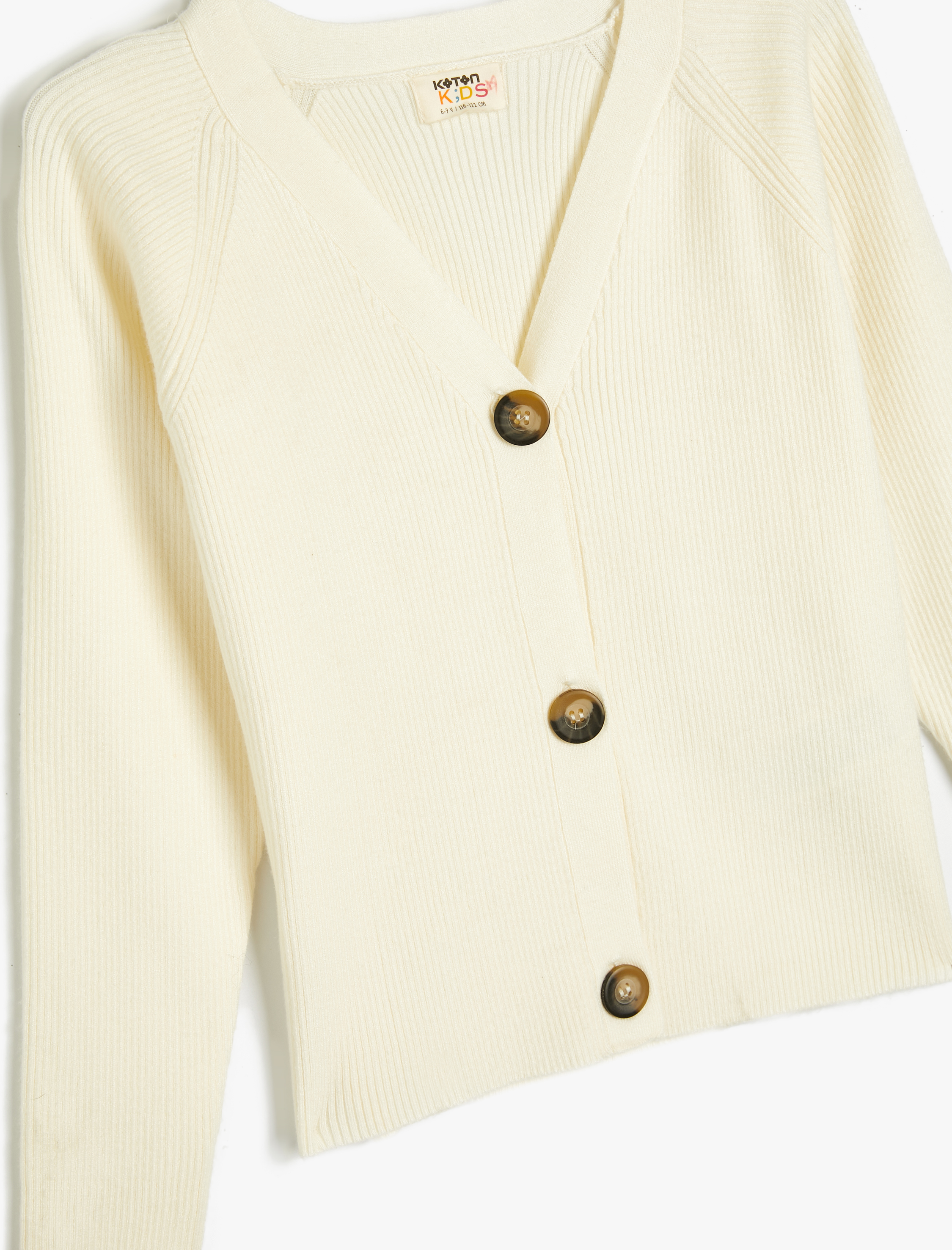  Kız Çocuk V Yaka Uzun Kollu Düğmeli Basic Hırka