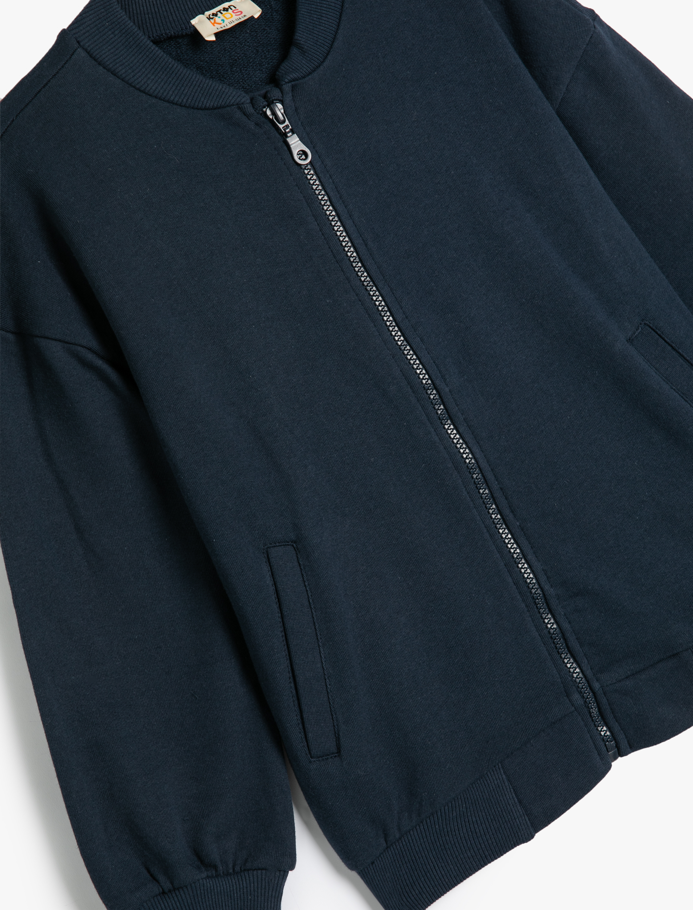  Kız Çocuk Uzun Kollu Yuvarlak Yaka Cepli Pamuklu Fermuarlı Sweatshirt