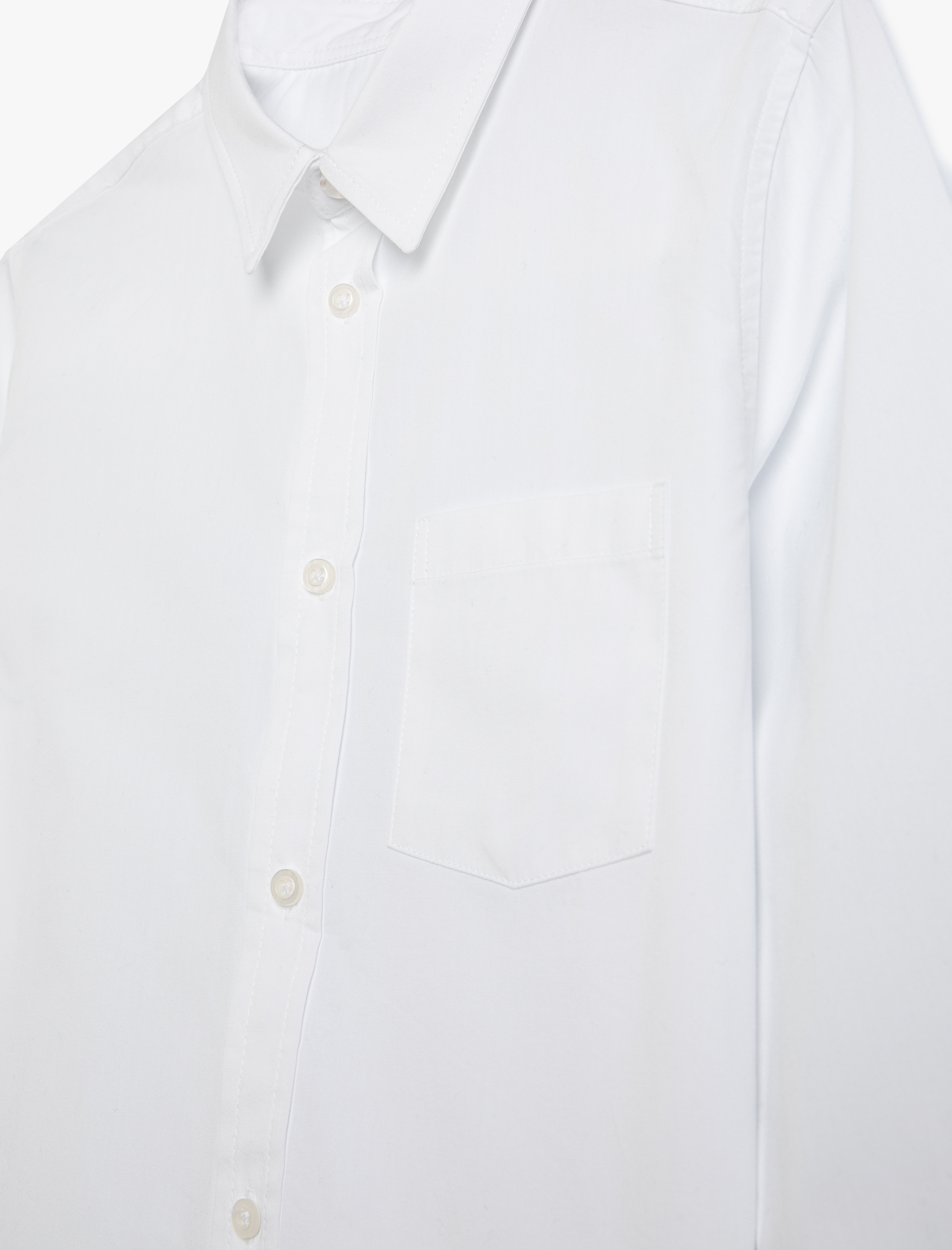  Erkek Çocuk Uzun Kollu Tek Cepli Pamuklu Basic Okul Gömleği