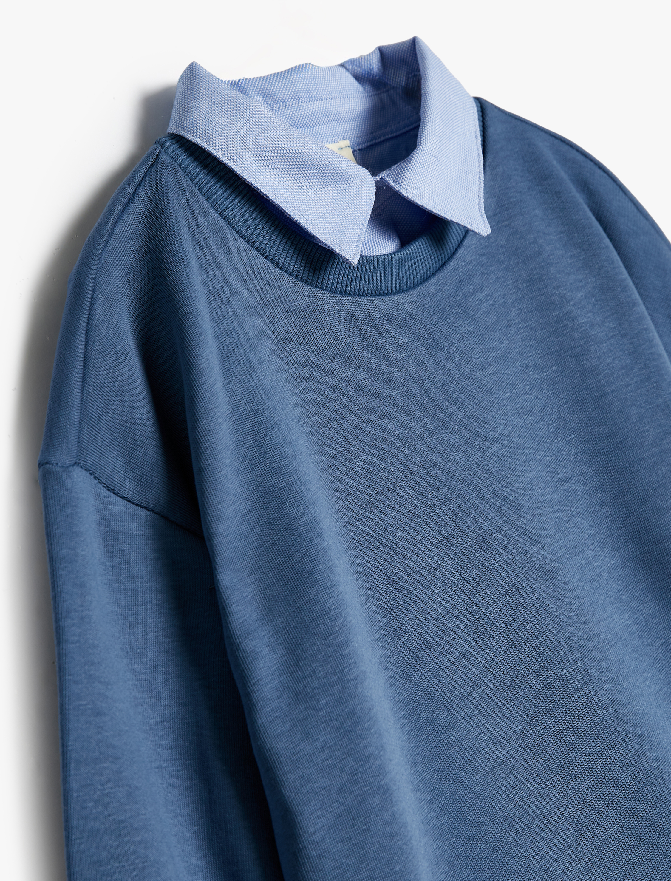  Erkek Çocuk Gömlek Yaka Detaylı Uzun Kollu Pamuklu Sweatshirt